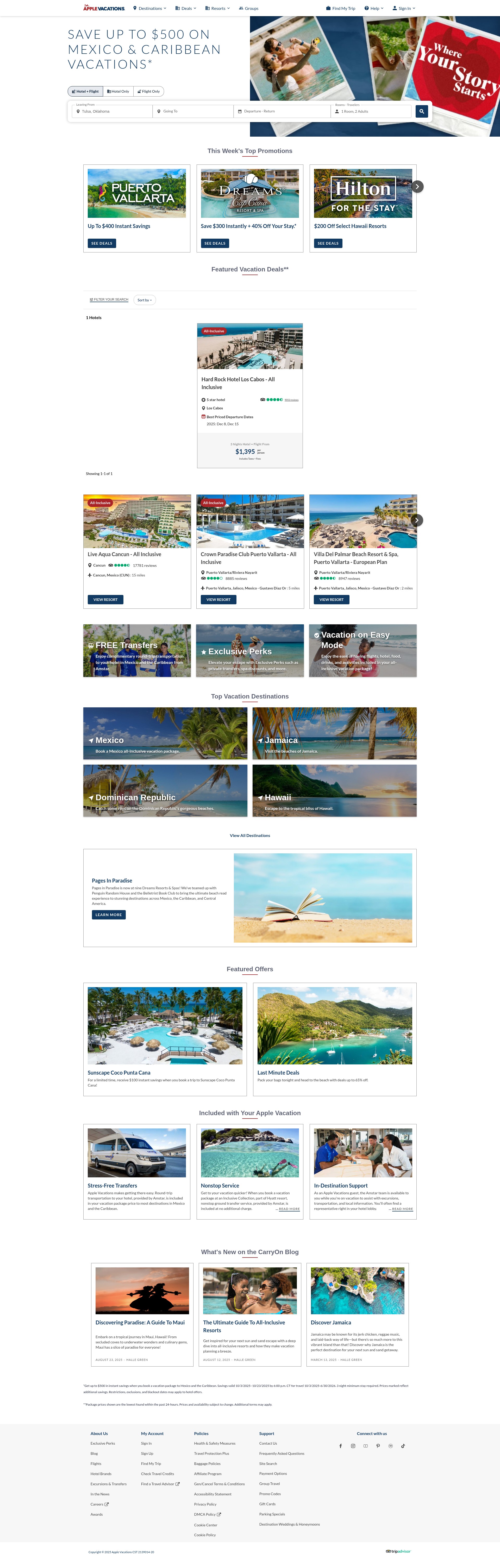 Screenshot of applevacations.com