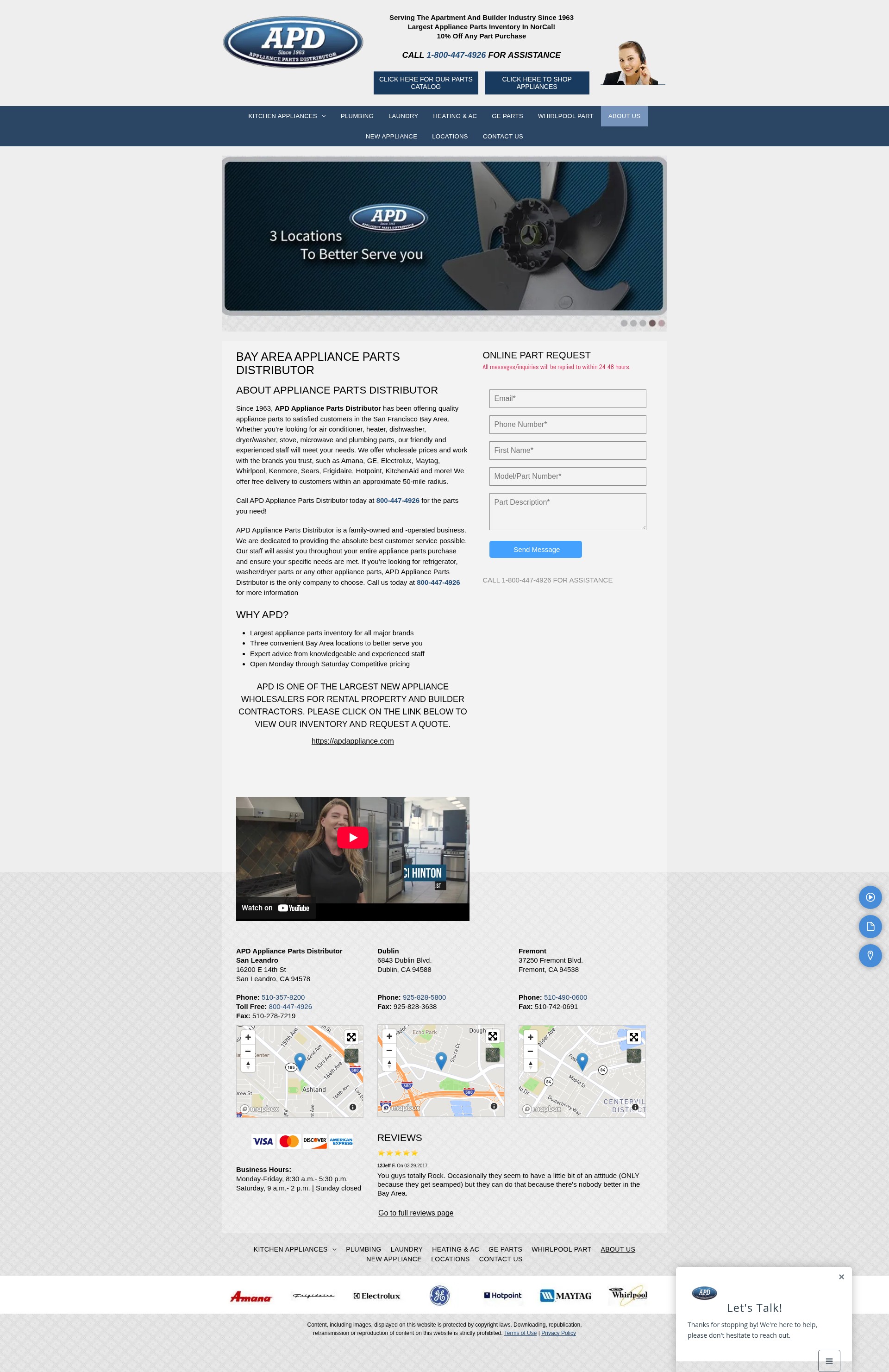 Screenshot of appliancepartsbayarea.com