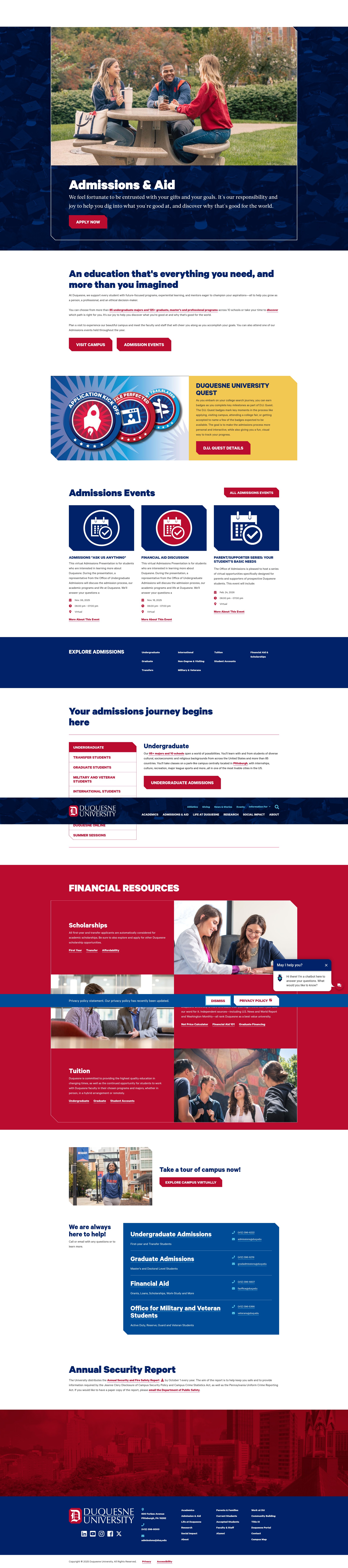 Screenshot of apply.duq.edu
