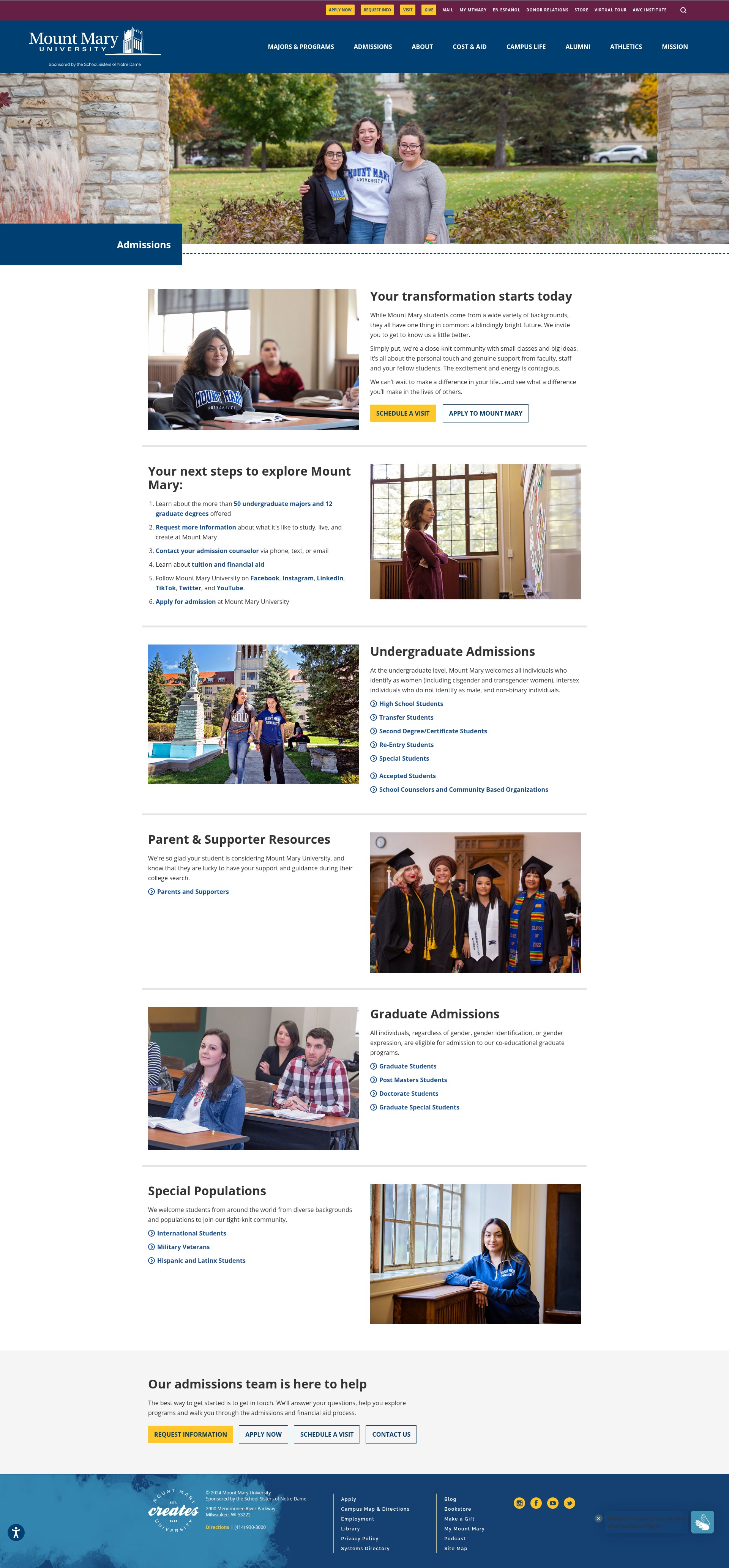 Screenshot of apply.mtmary.edu
