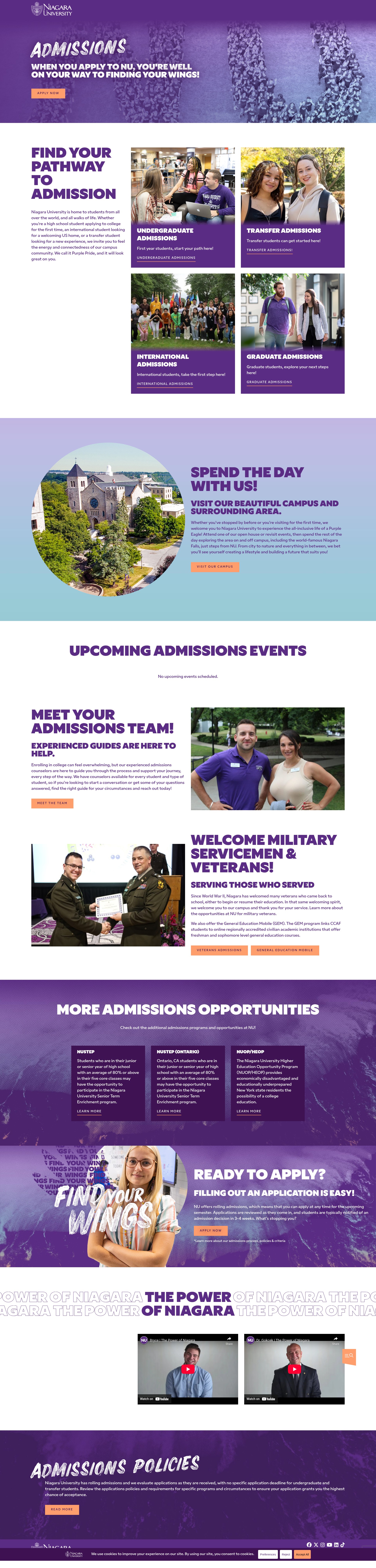 Screenshot of apply.niagara.edu