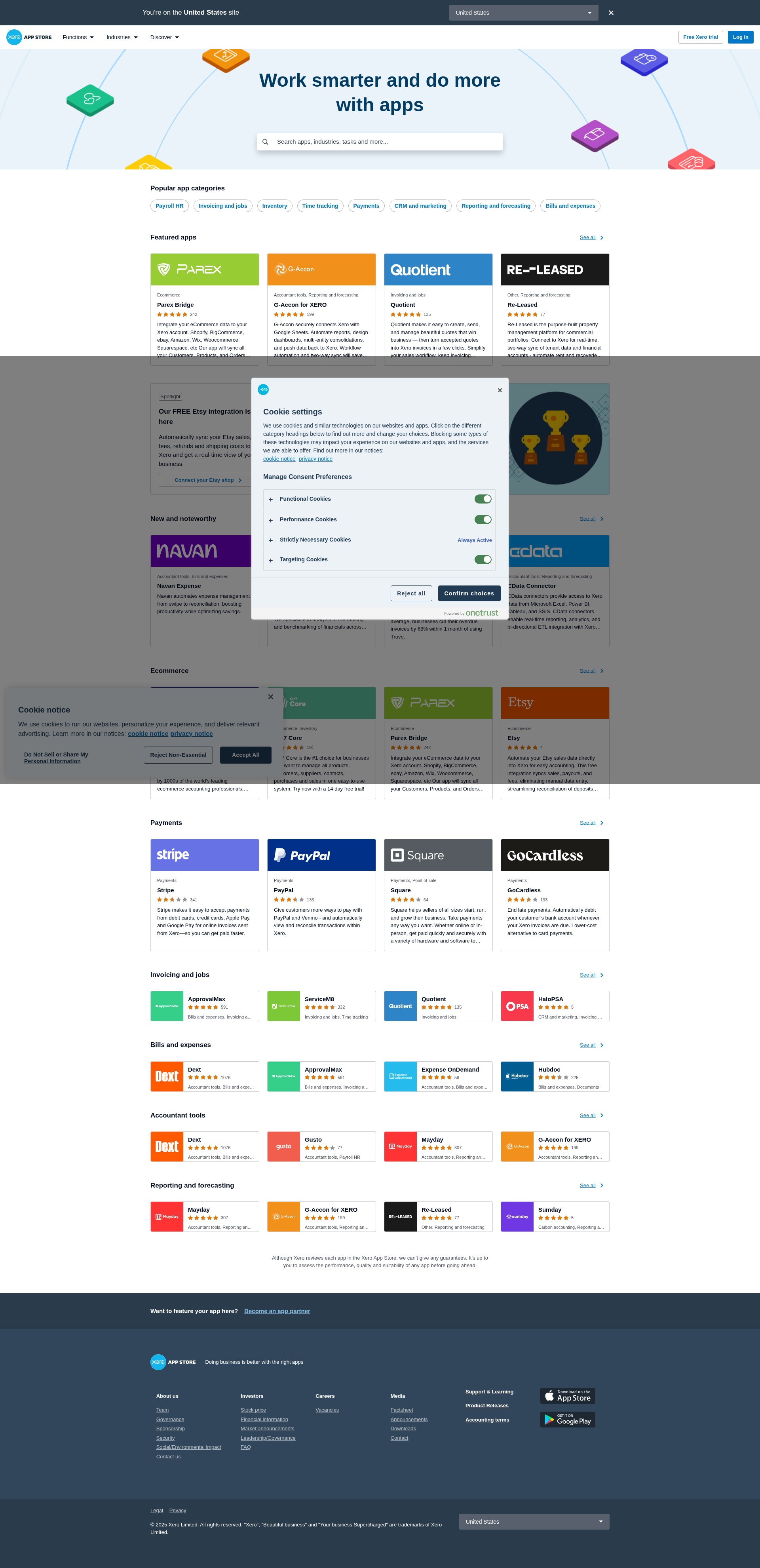 Screenshot of apps.xero.com