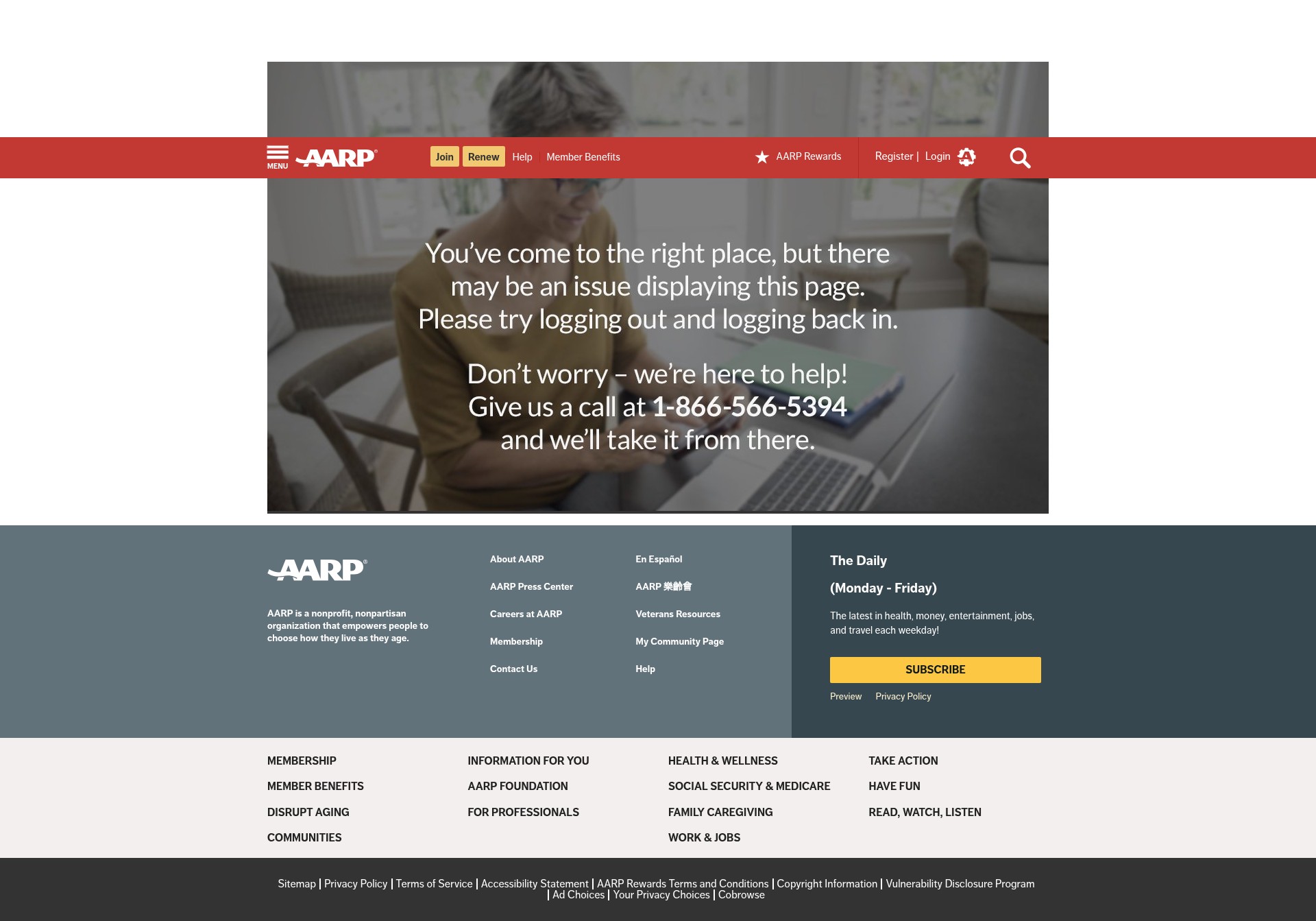 Screenshot of appsec.aarp.org