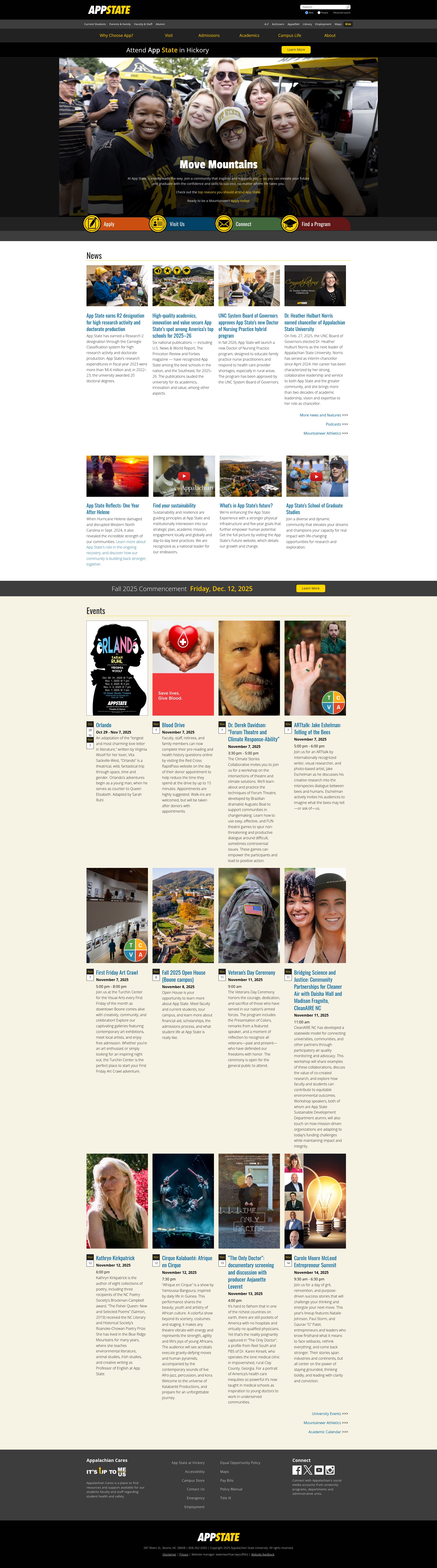 Screenshot of appstate.edu