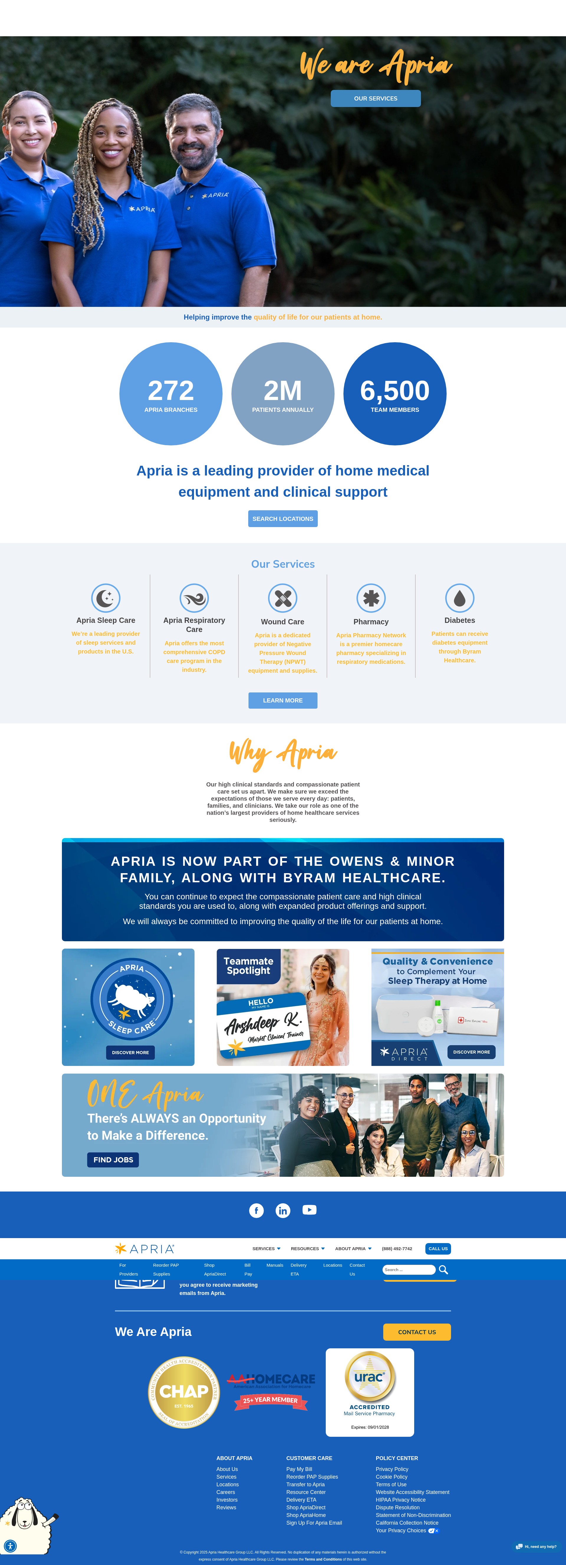 Screenshot of apria.com