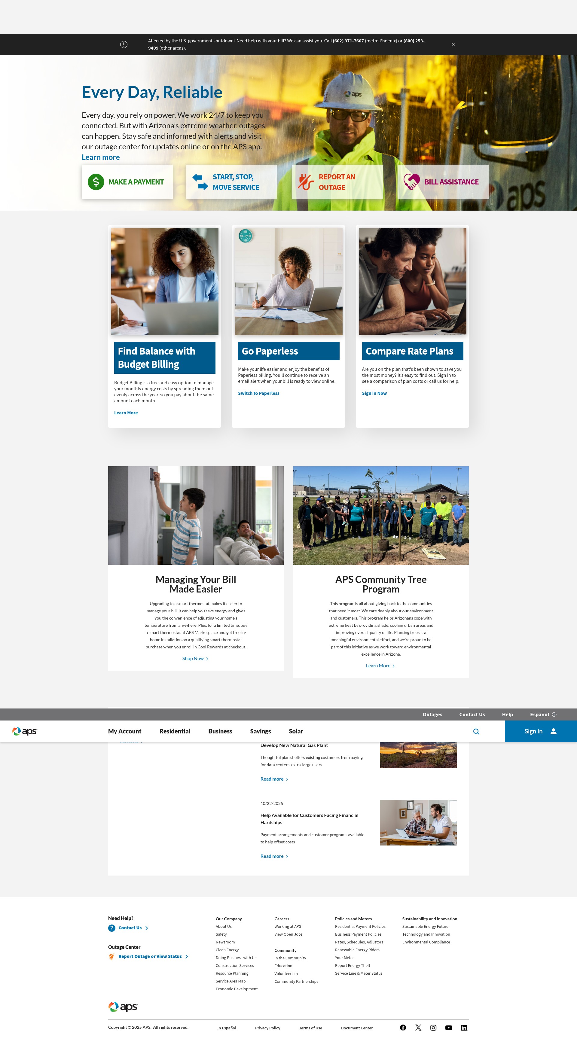 Screenshot of aps.com