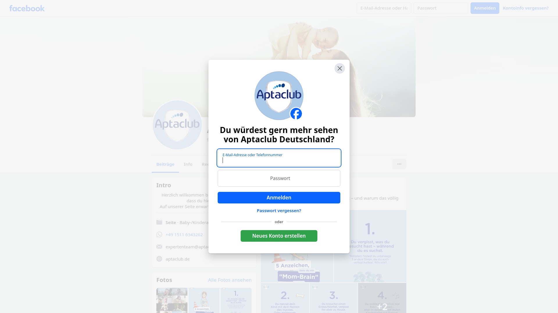 Screenshot of aptaclub.de