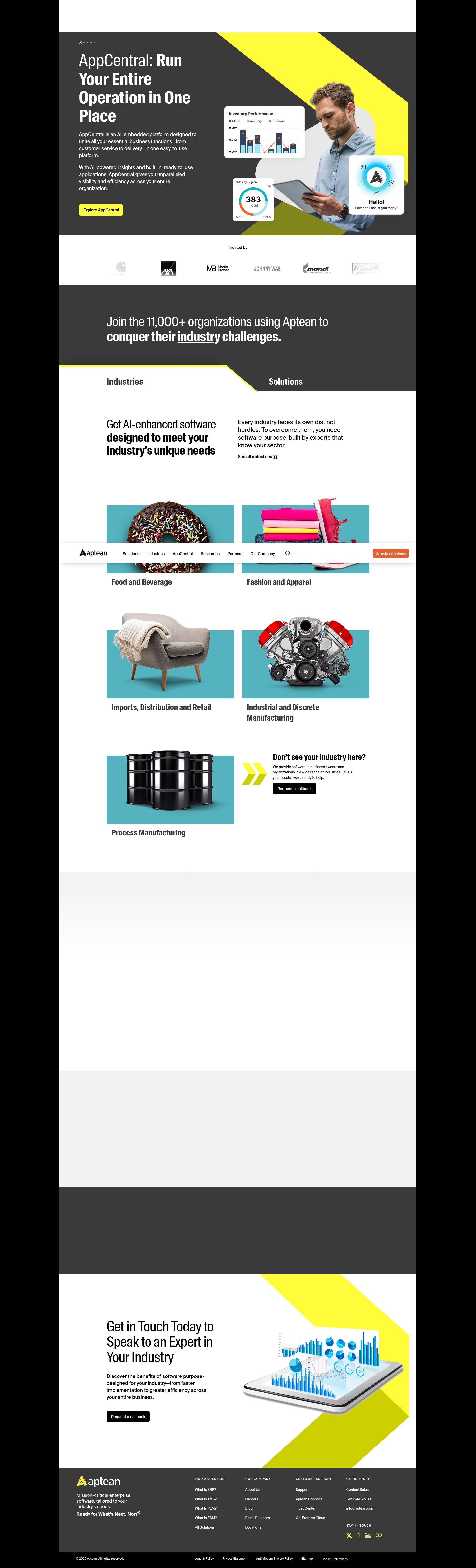 Screenshot of aptean.com