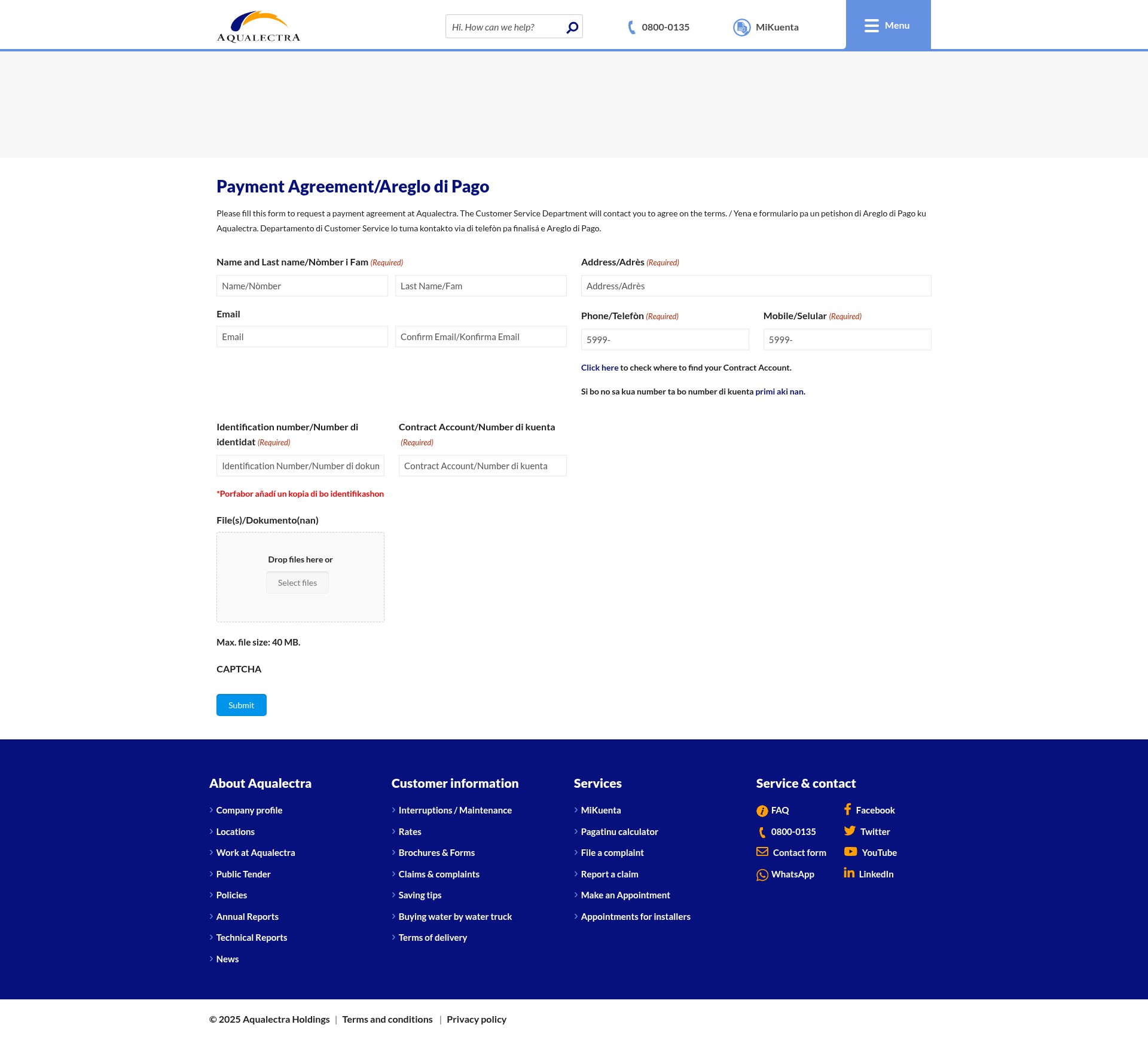 Screenshot of aqualectra.com