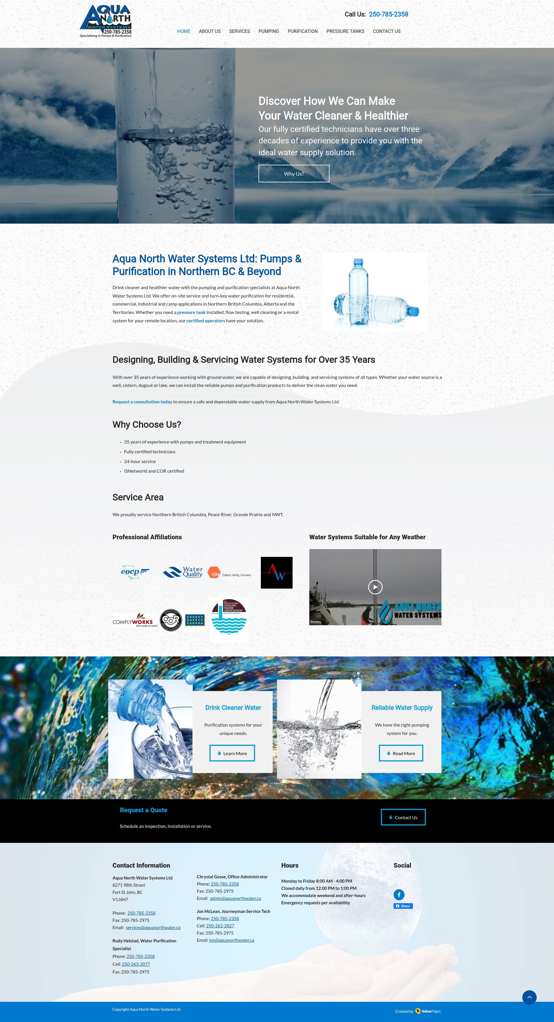 Screenshot of aquanorthwater.ca