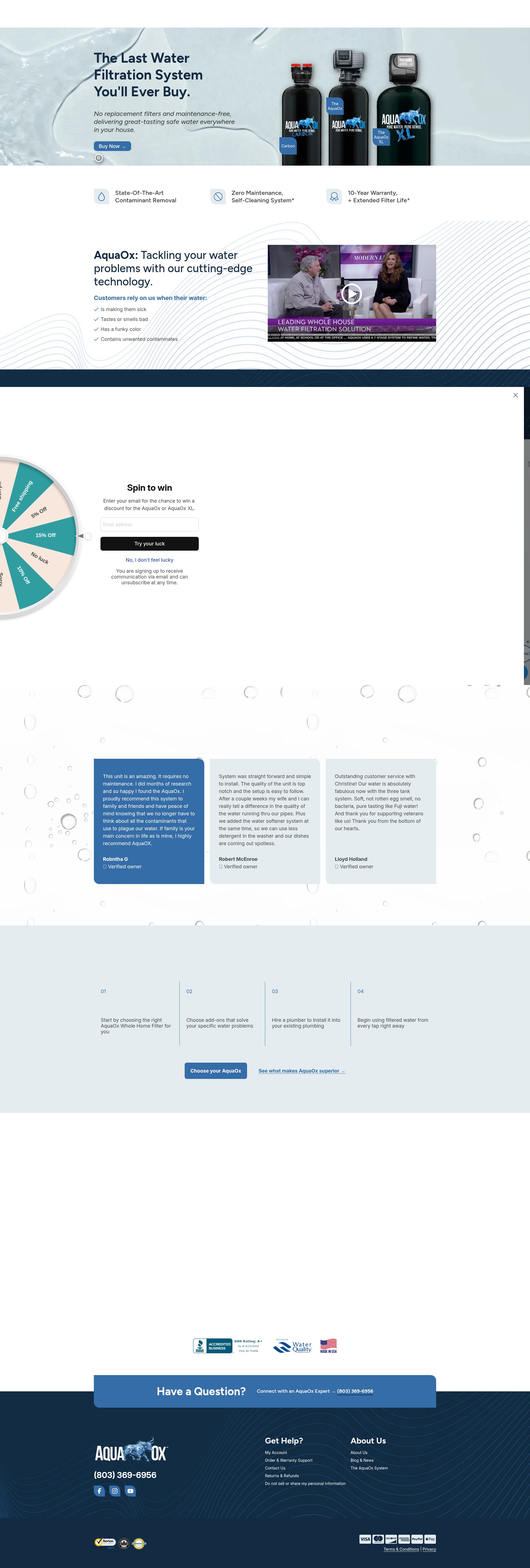 Screenshot of aquaoxwaterfilters.com