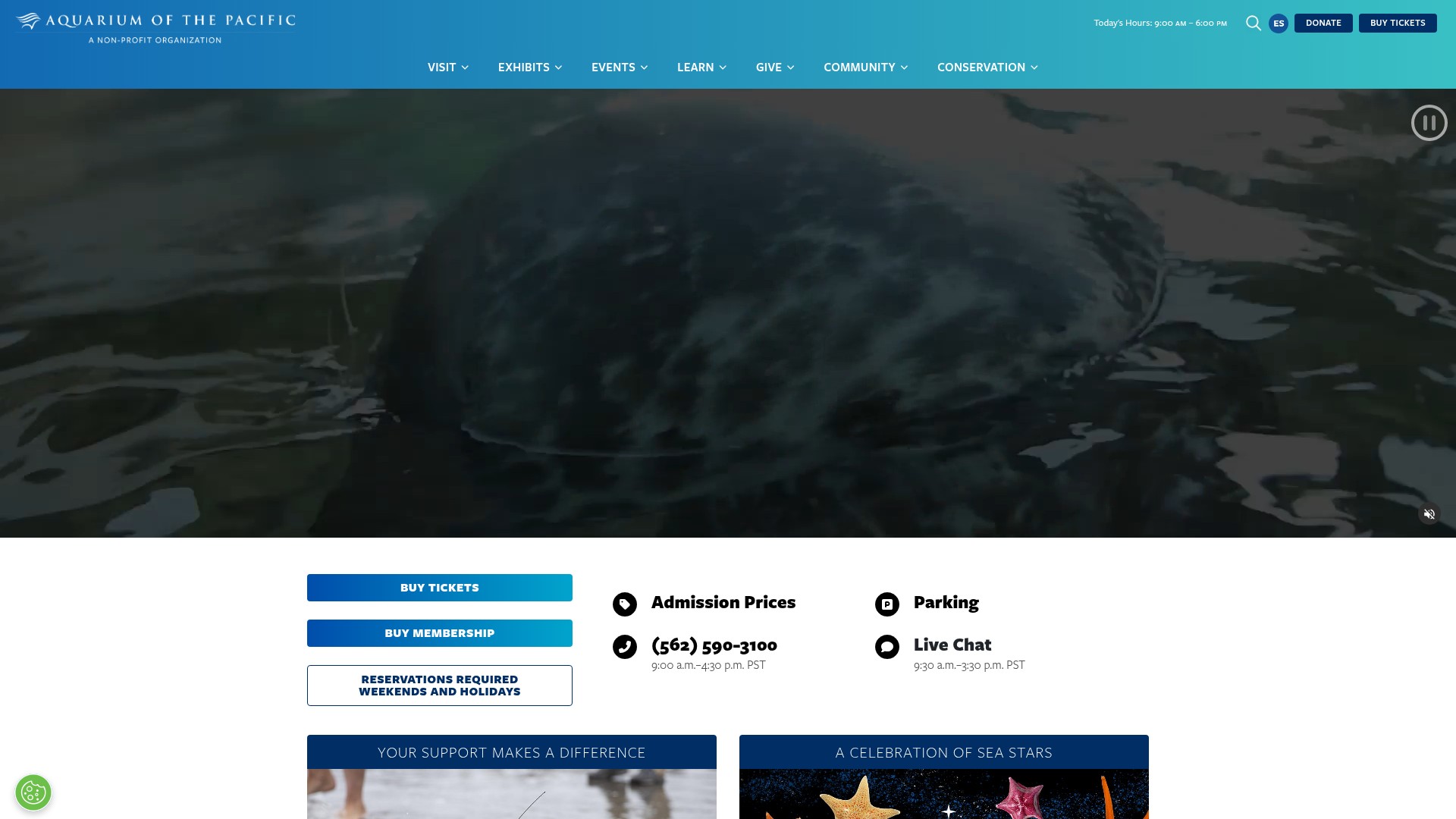 Screenshot of aquariumofpacific.org