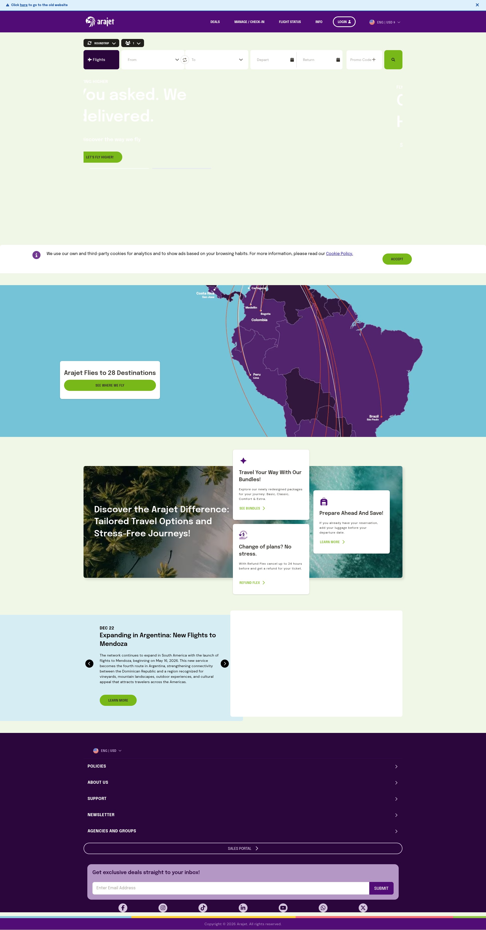 Screenshot of arajet.com