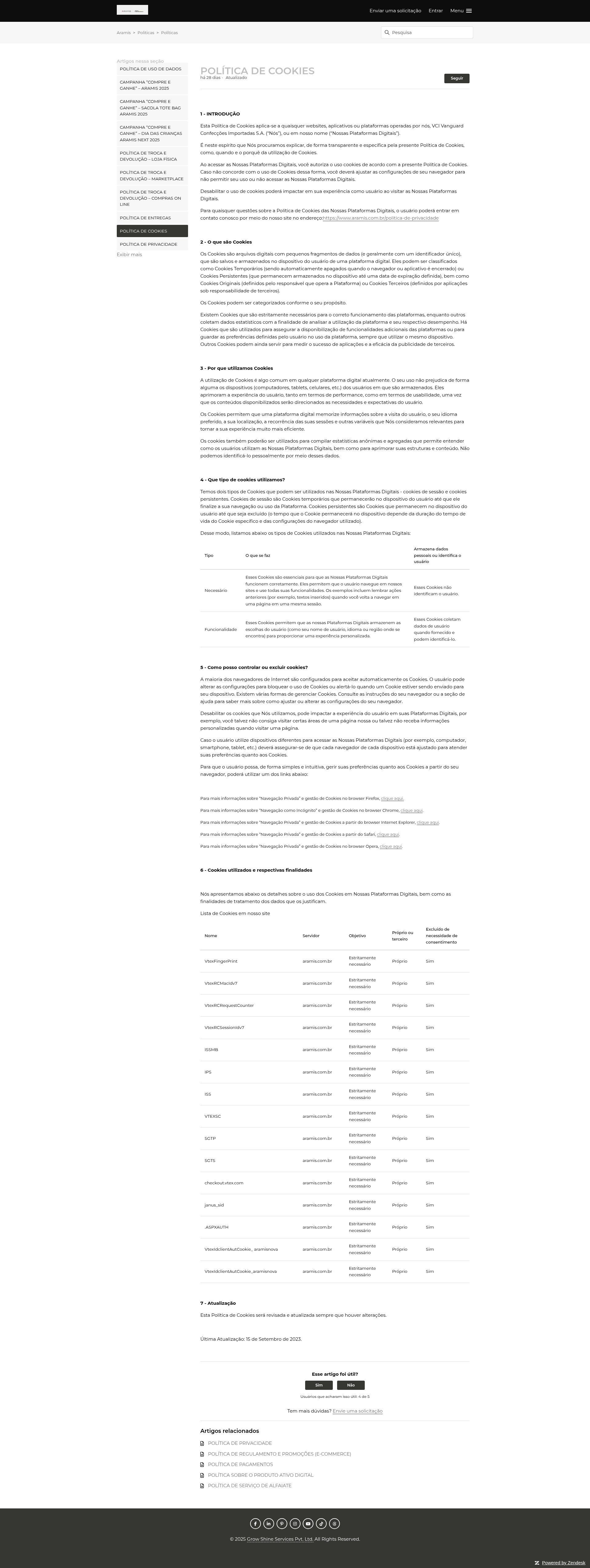 Screenshot of aramis.com.br