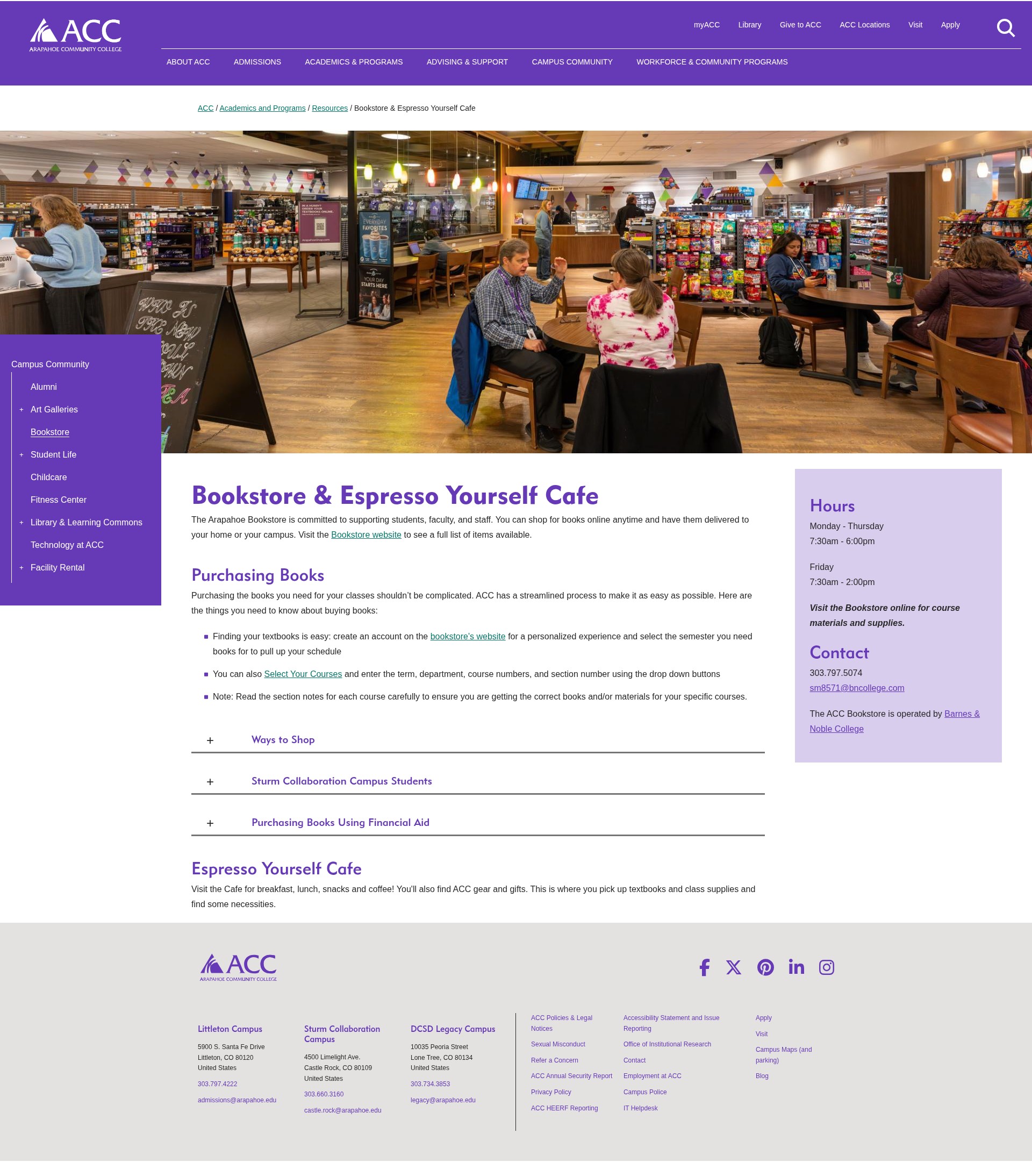 Screenshot of arapahoe.edu