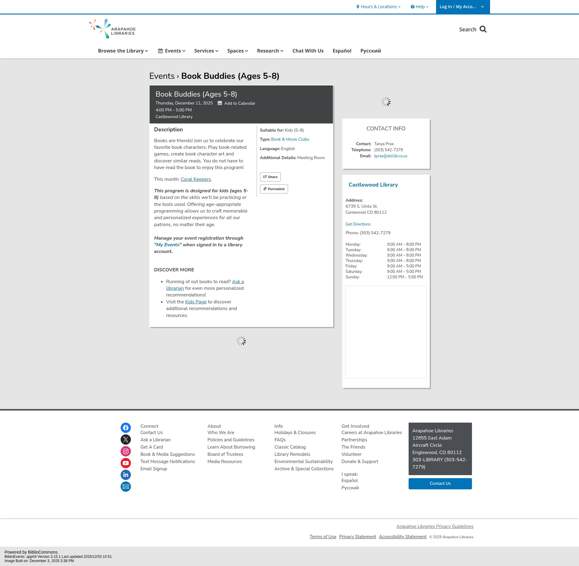 Screenshot of arapahoelibraries.org