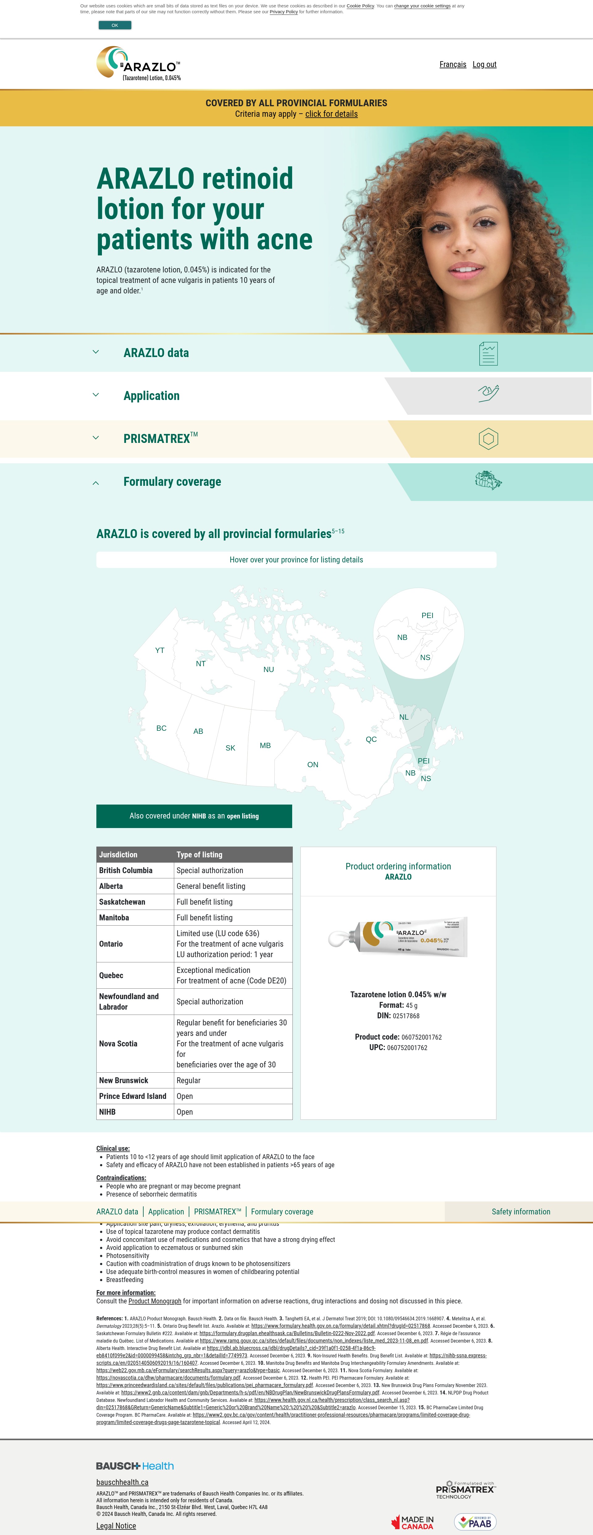 Screenshot of arazlo-coverage.ca