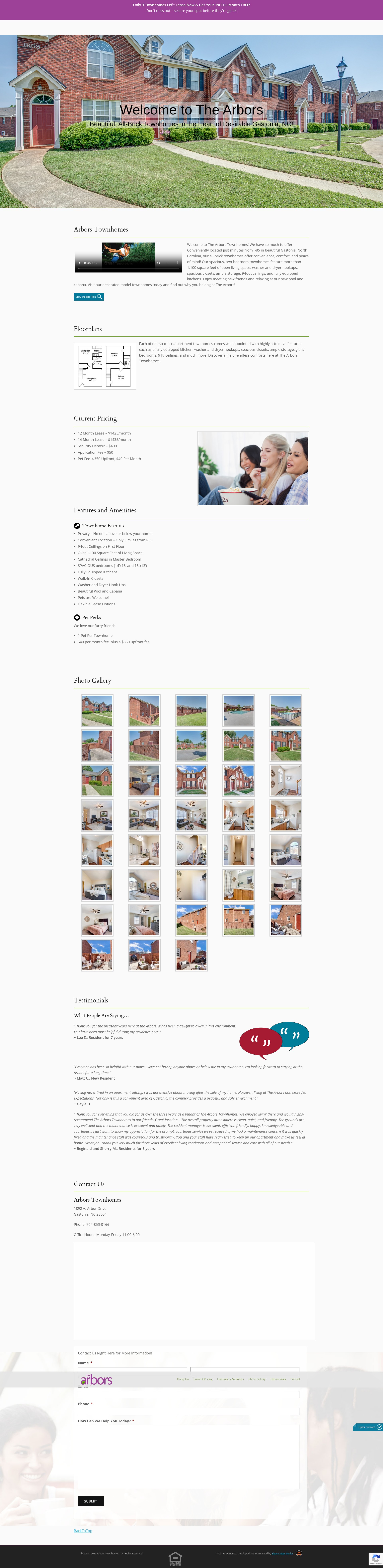 Screenshot of arborstownhomes.com