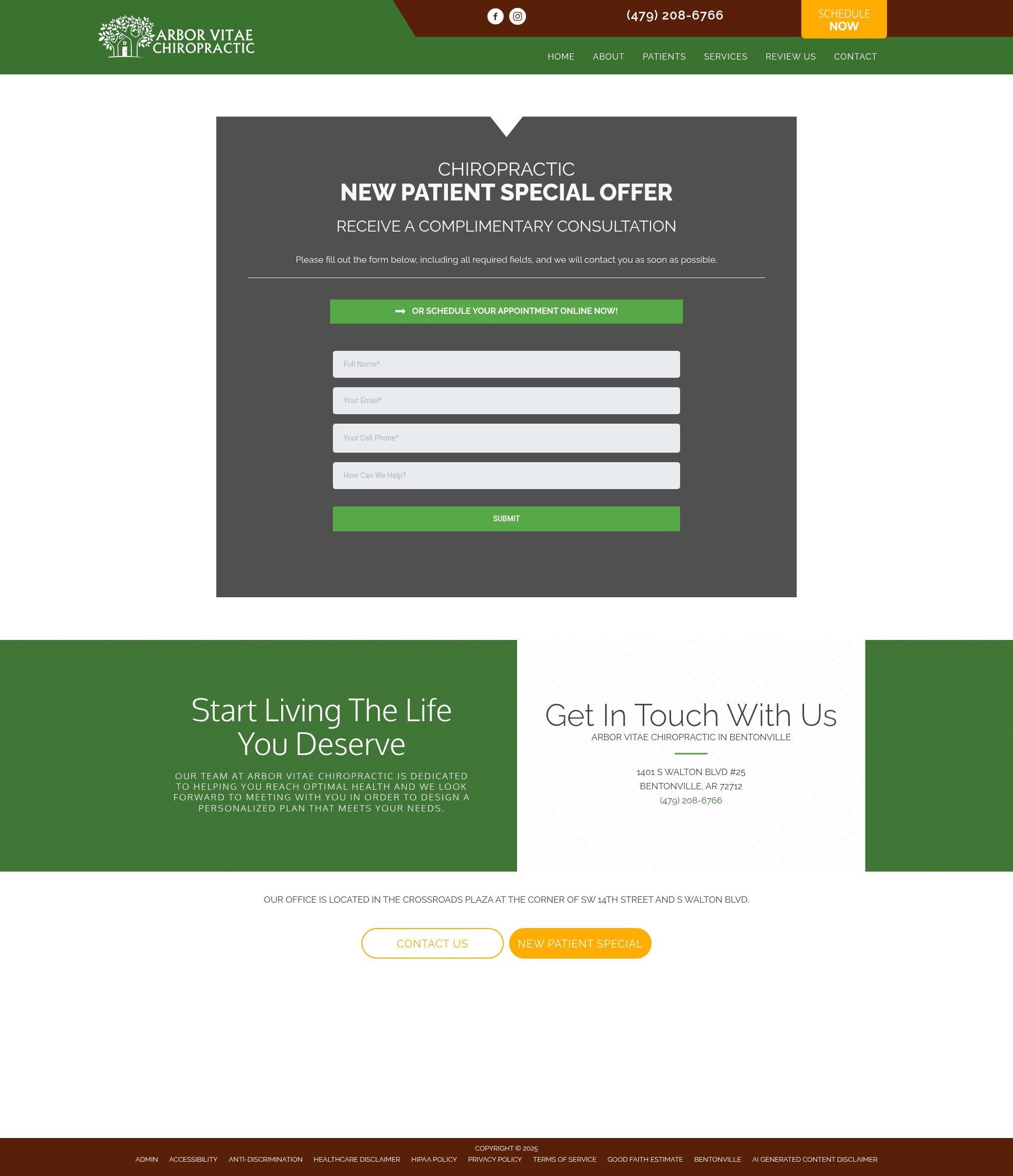 Screenshot of arborvitaechiropractic.com