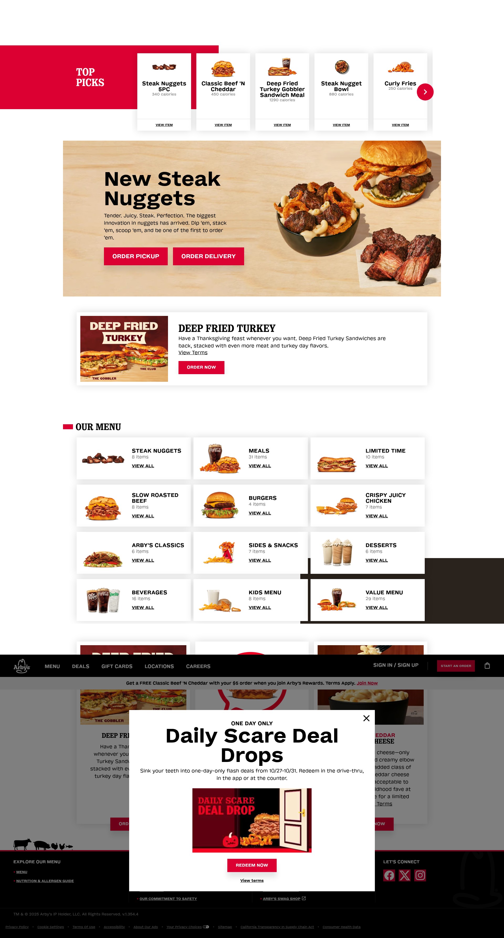 Screenshot of arbys.com