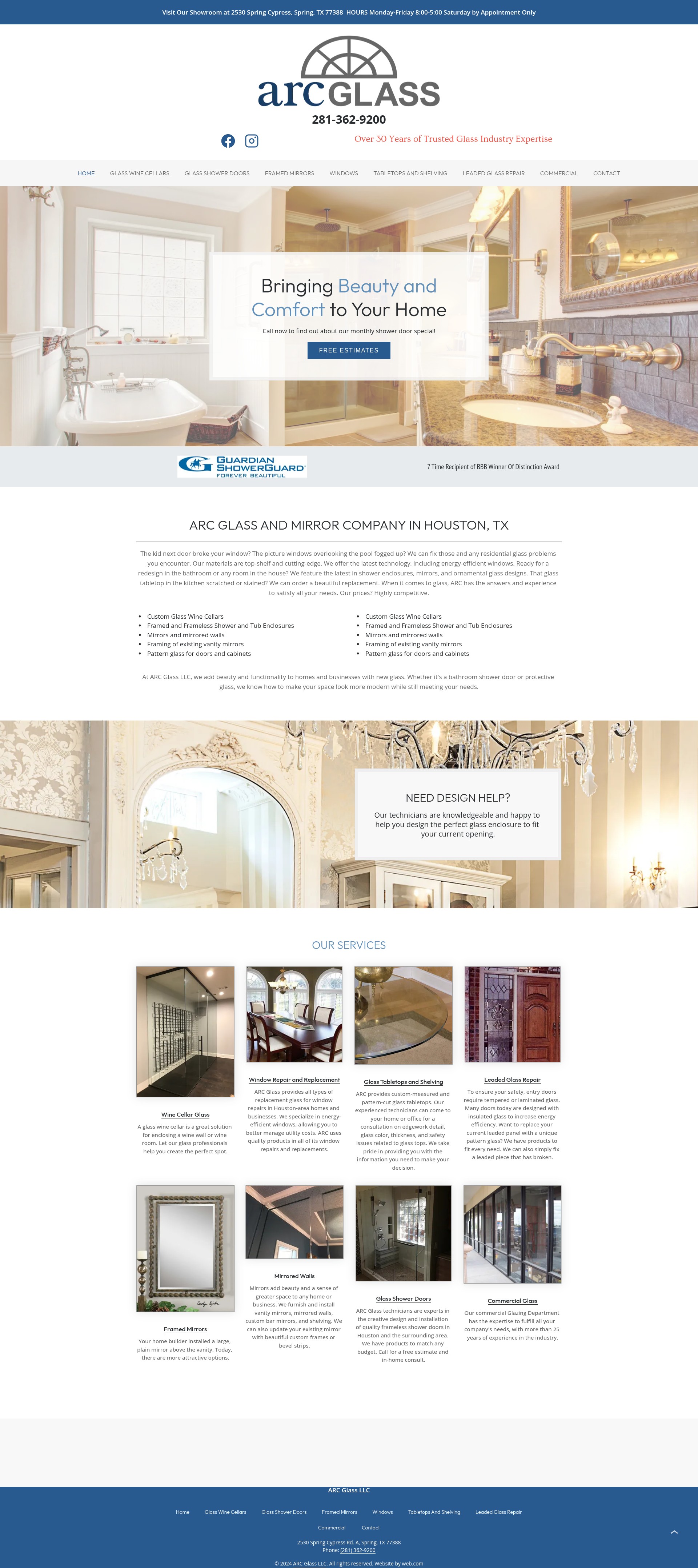 Screenshot of arcglassservices.com