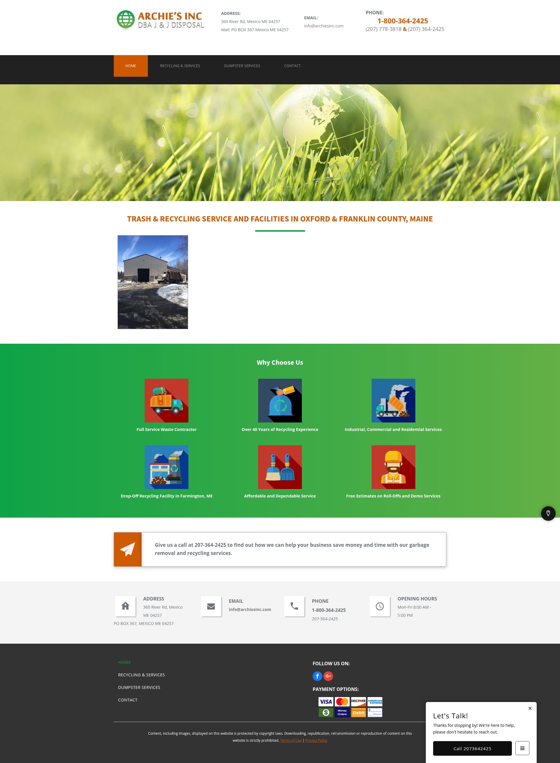 Screenshot of archiesinc.com