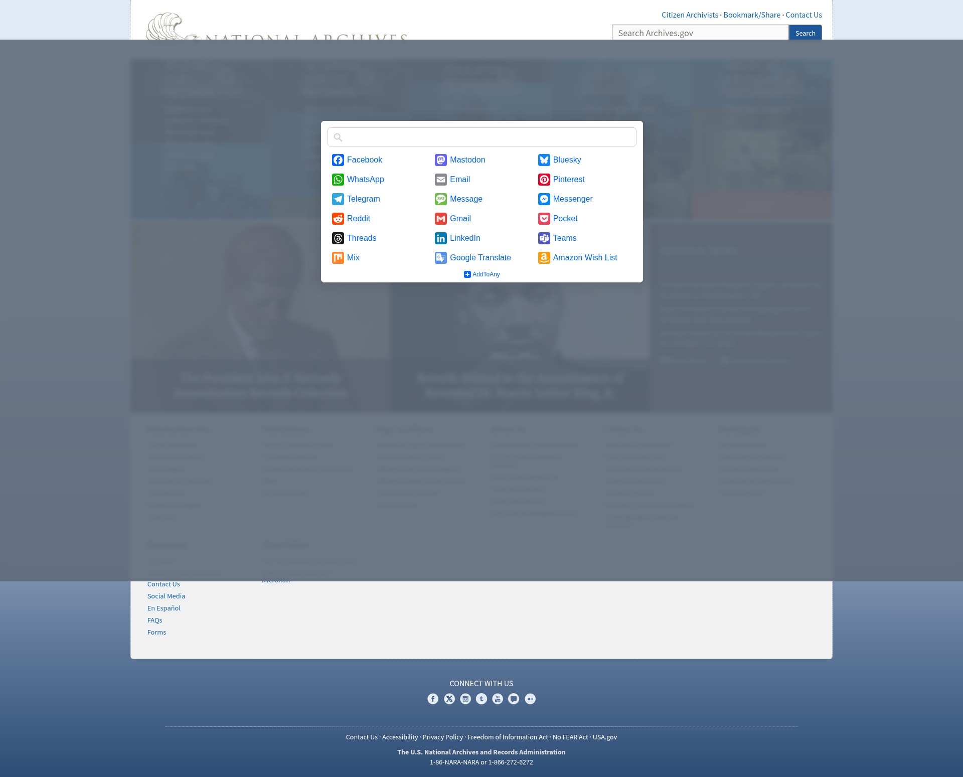 Screenshot of archives.gov