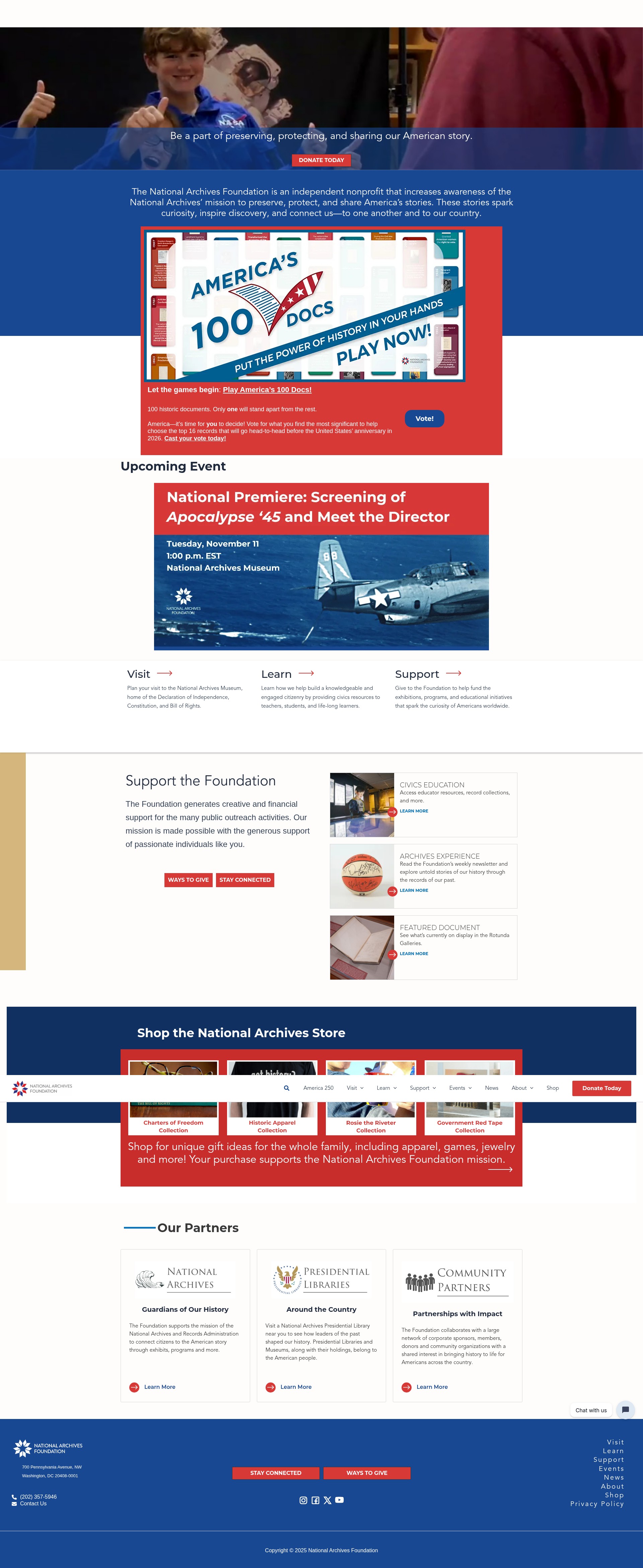 Screenshot of archivesfoundation.org