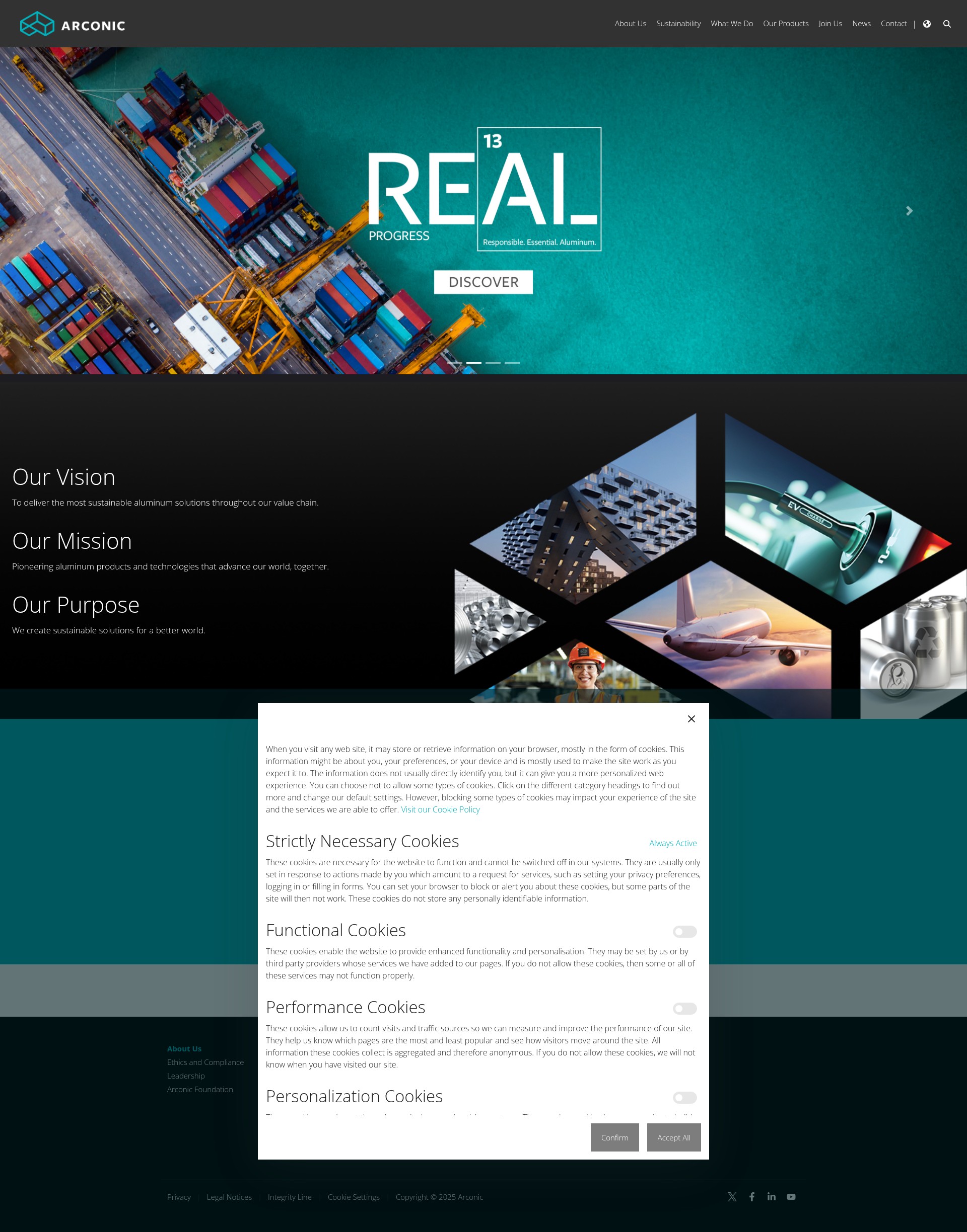 Screenshot of arconic.com