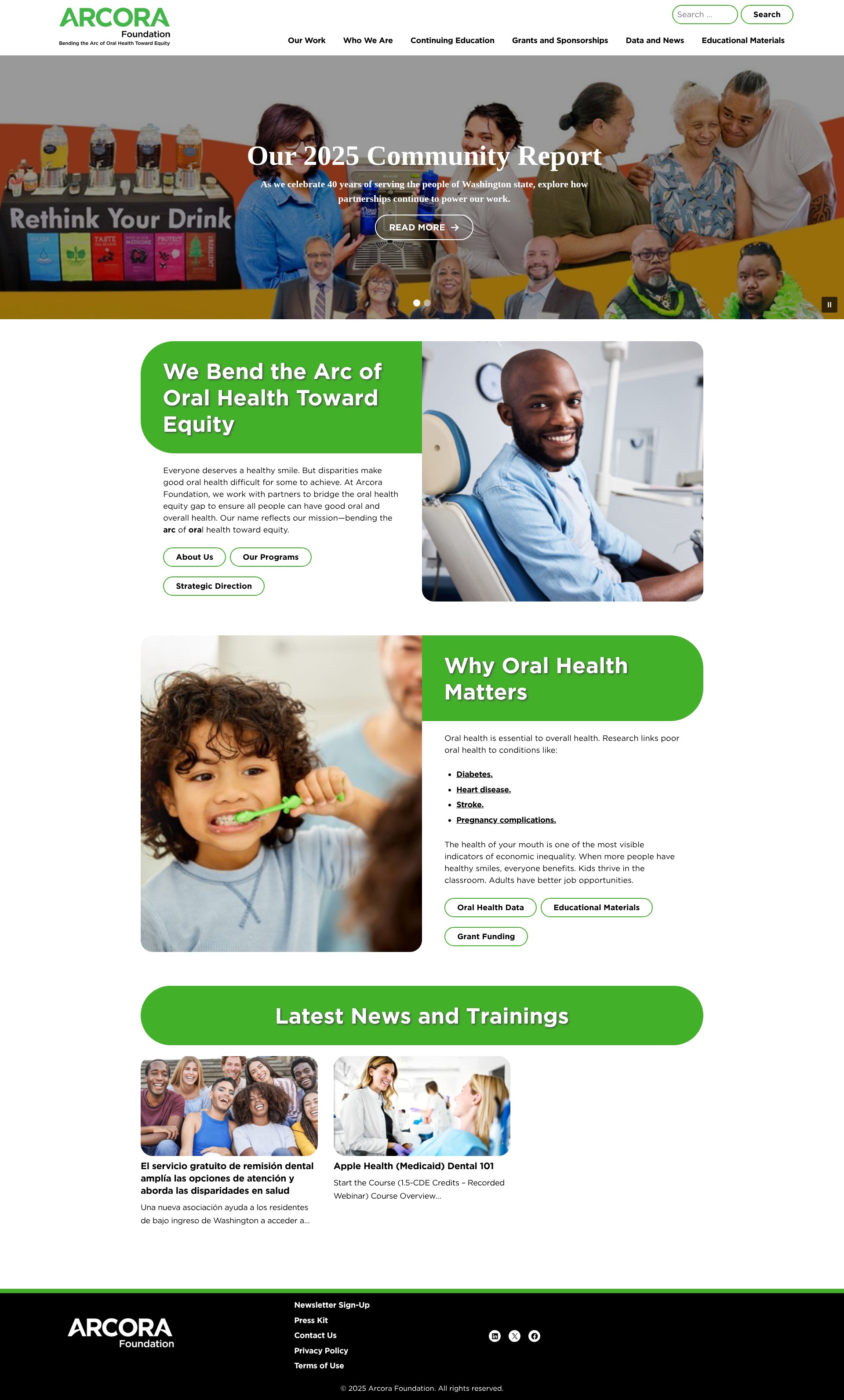 Screenshot of arcorafoundation.org