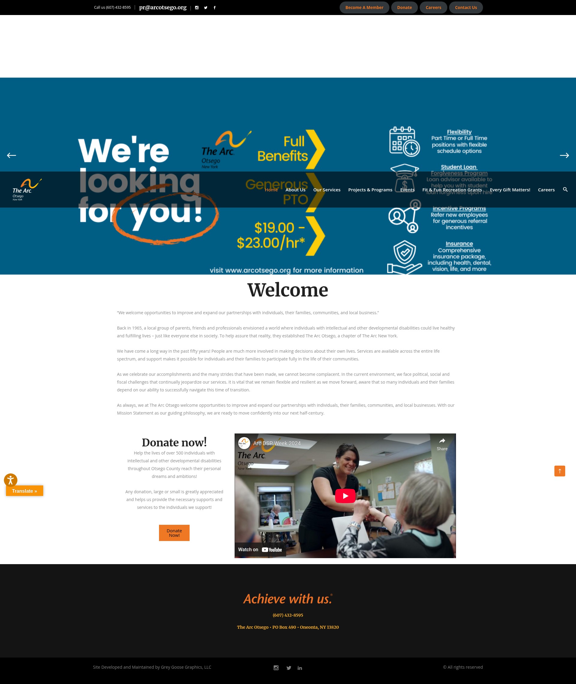 Screenshot of arcotsego.org