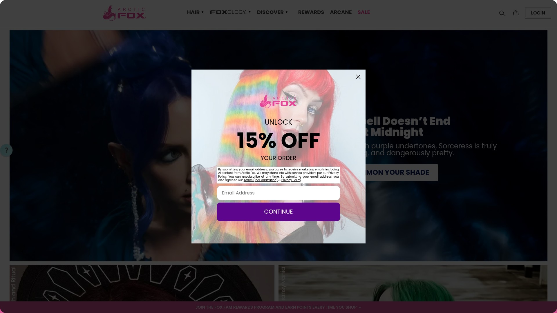 Screenshot of arcticfoxhaircolor.com