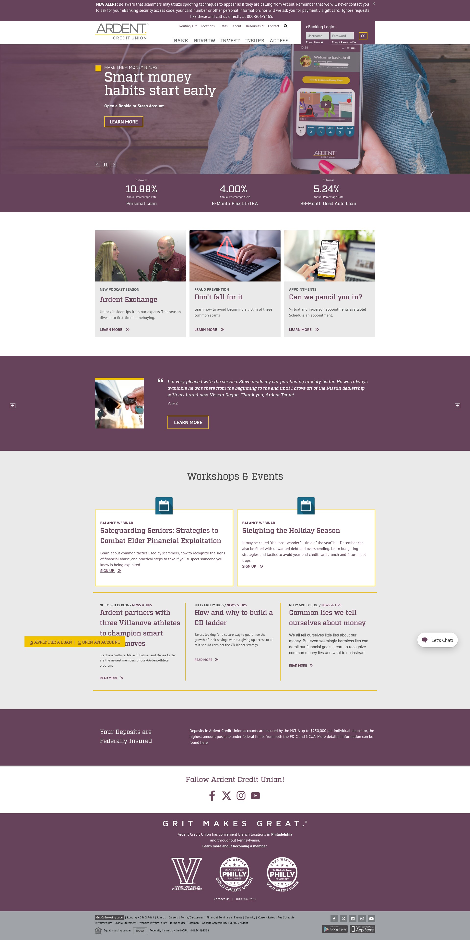 Screenshot of ardentcu.org
