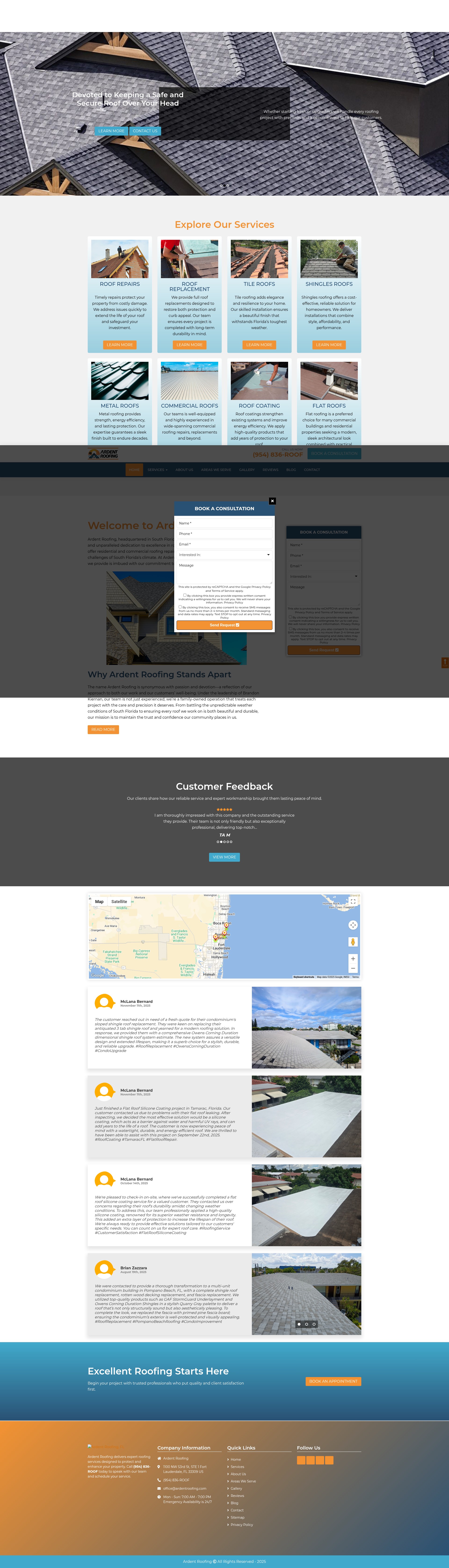Screenshot of ardentroofing.com