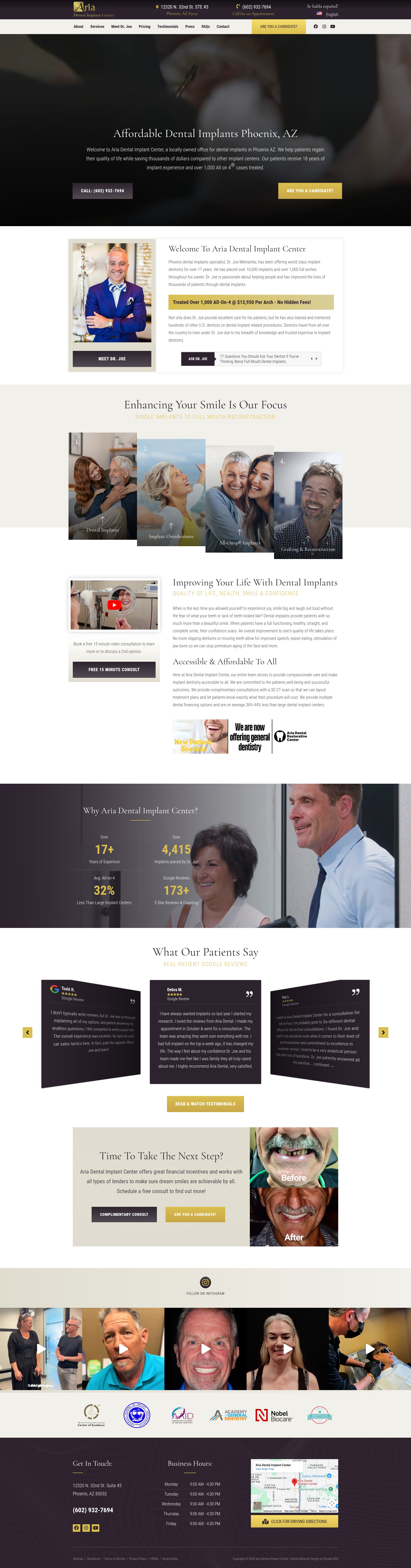 Screenshot of ariadentalimplantcenter.com
