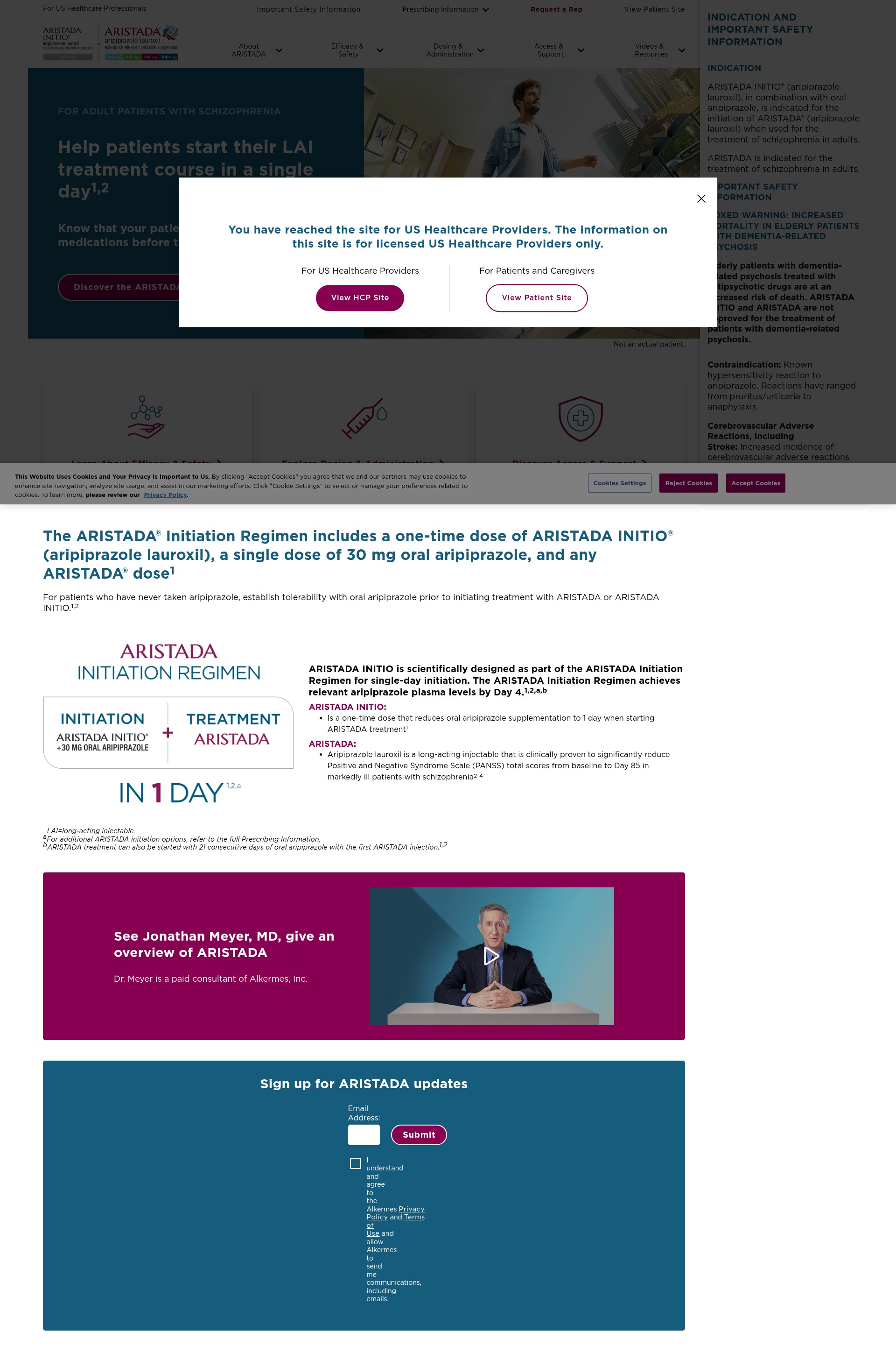 Screenshot of aristadahcp.com