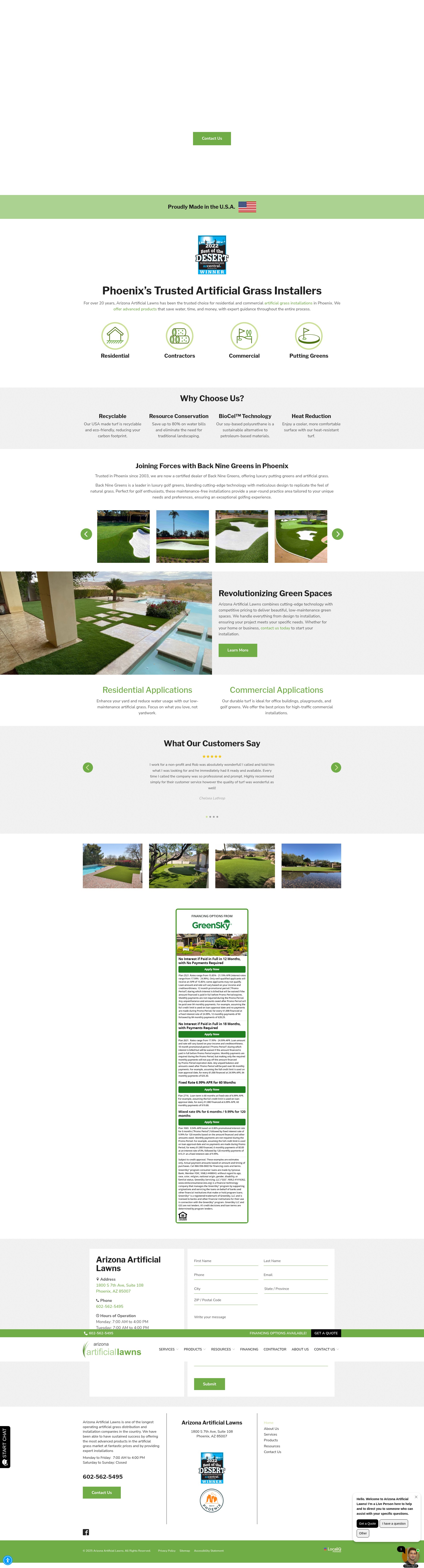 Screenshot of arizonaartificiallawns.com