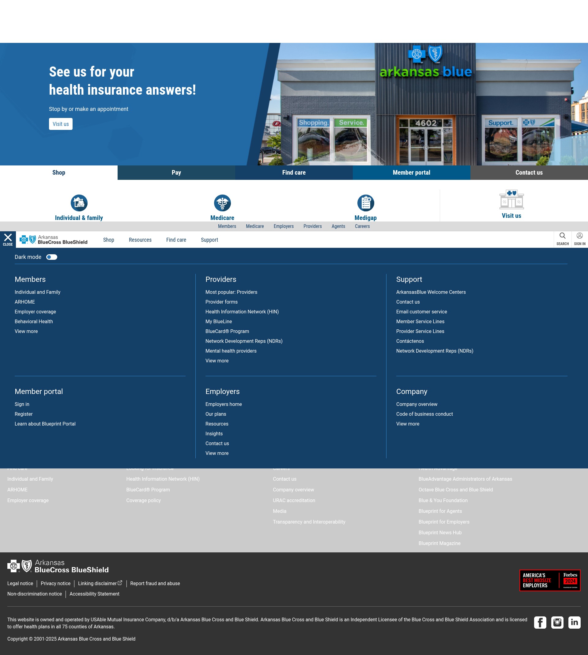 Screenshot of arkansasbluecross.com