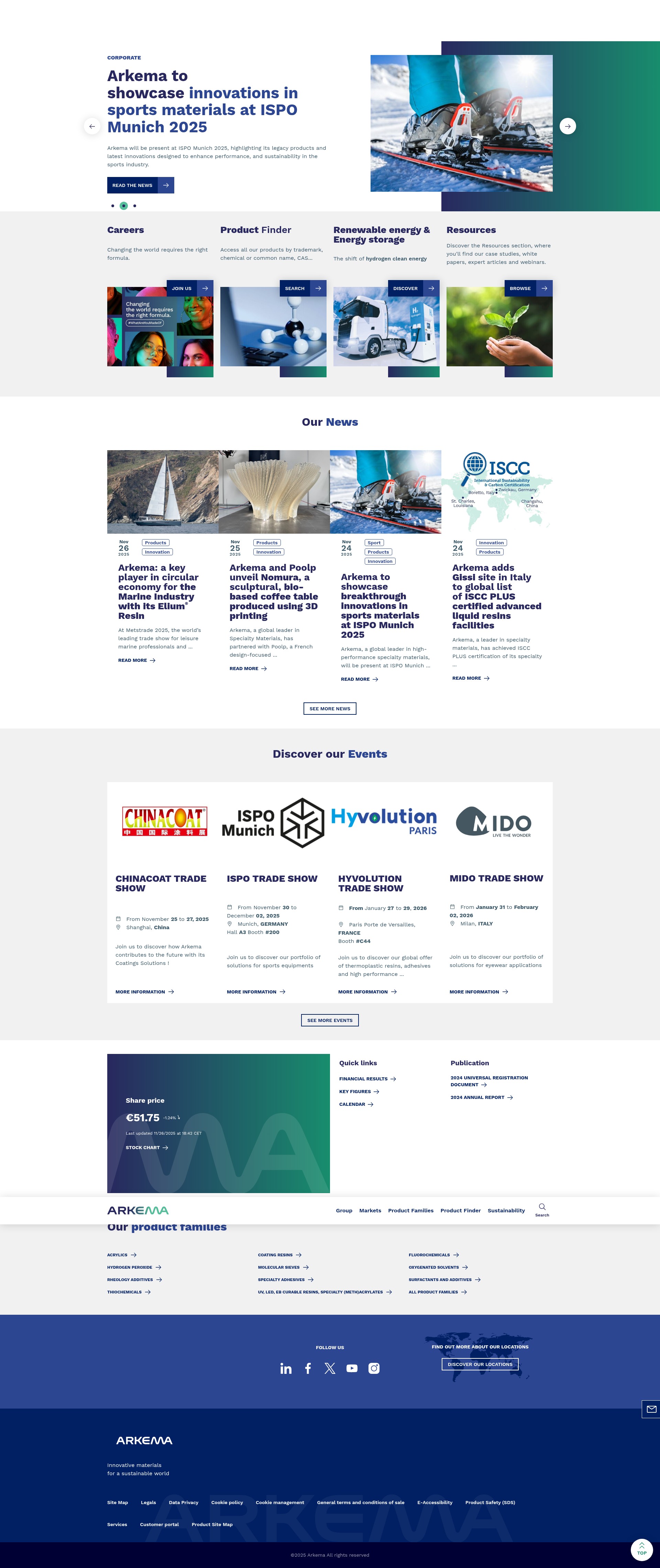 Screenshot of arkema.com
