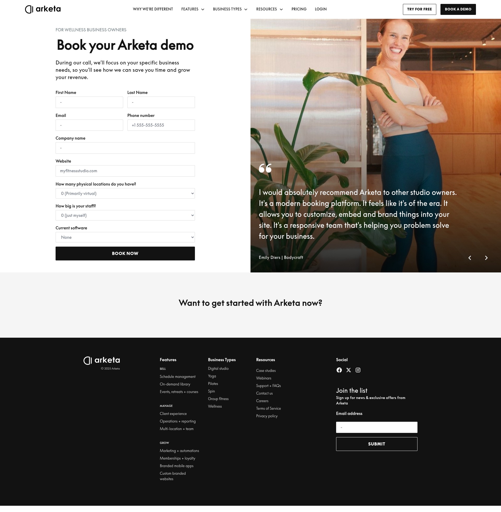 Screenshot of arketa.com