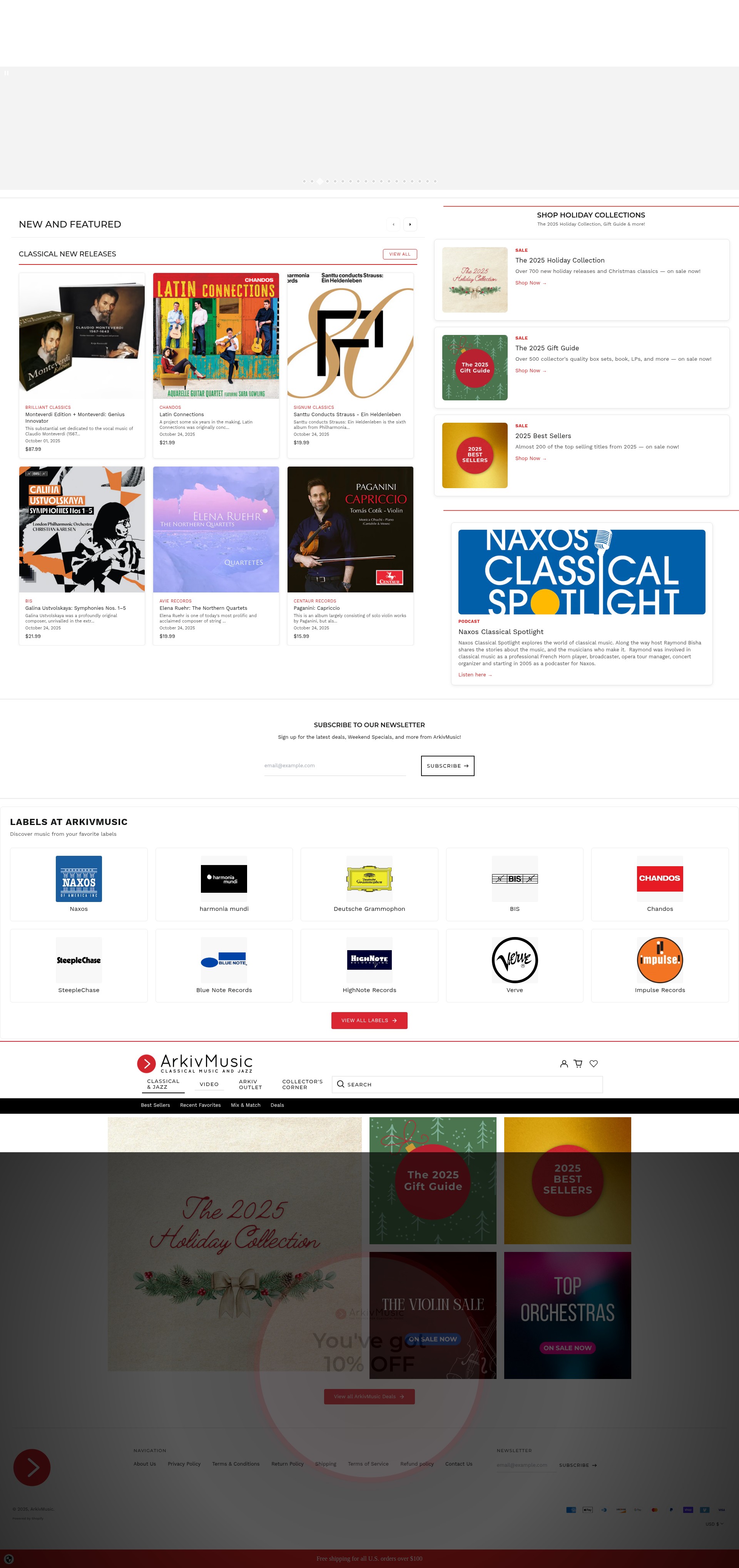 Screenshot of arkivmusic.com