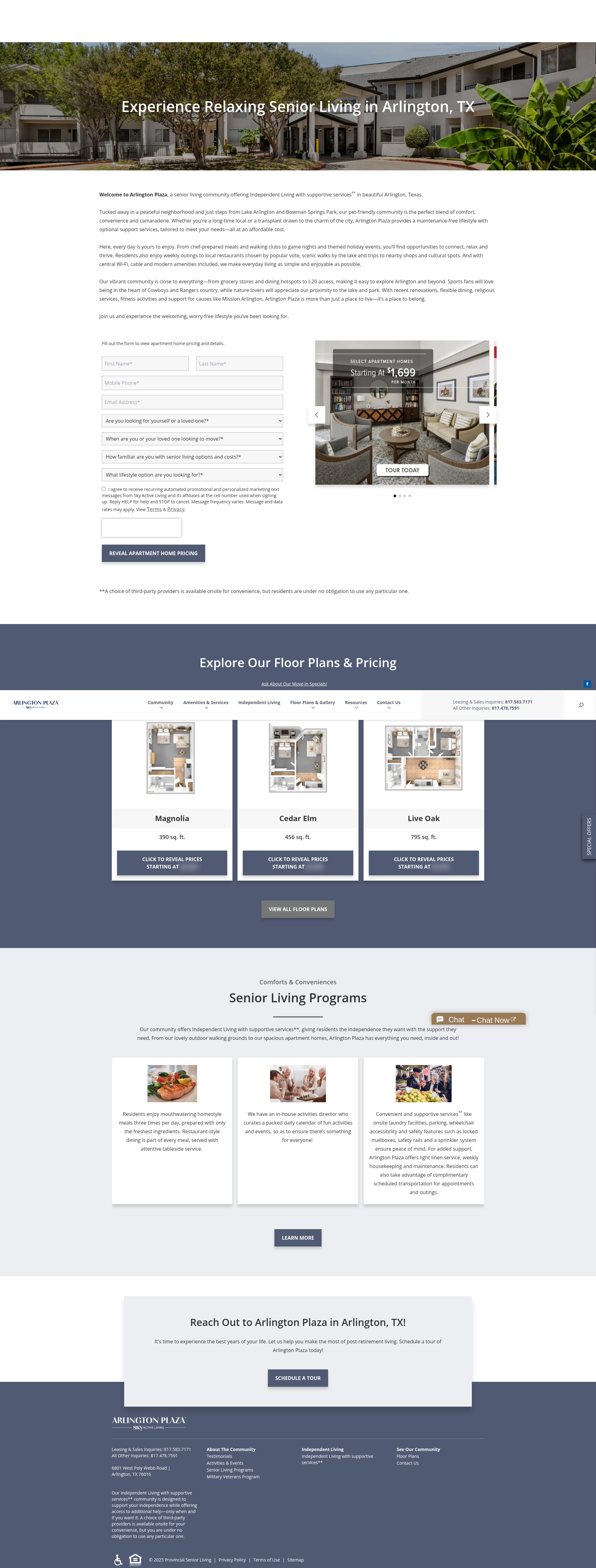 Screenshot of arlingtonplazaseniorliving.com