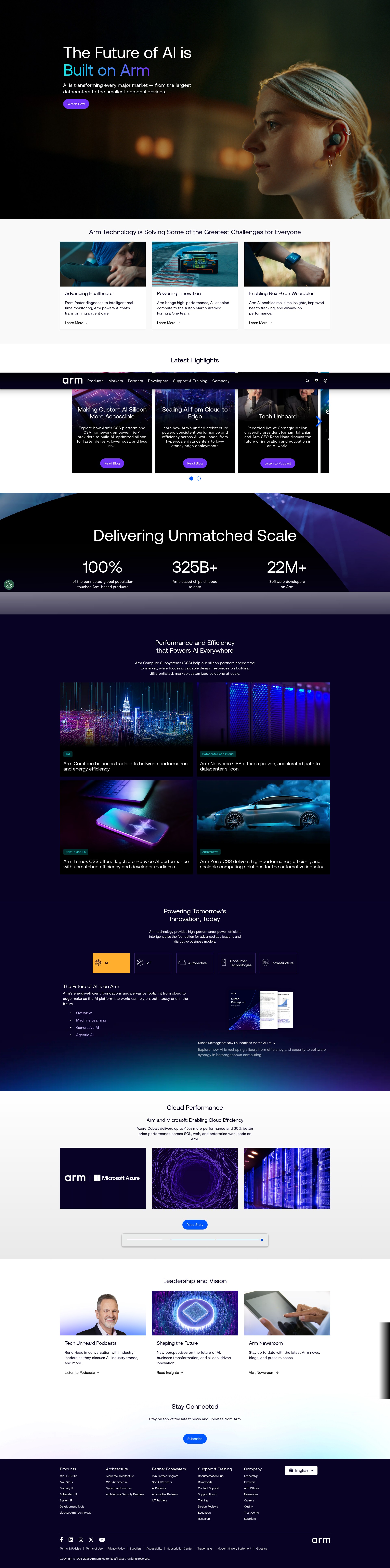 Screenshot of arm.com