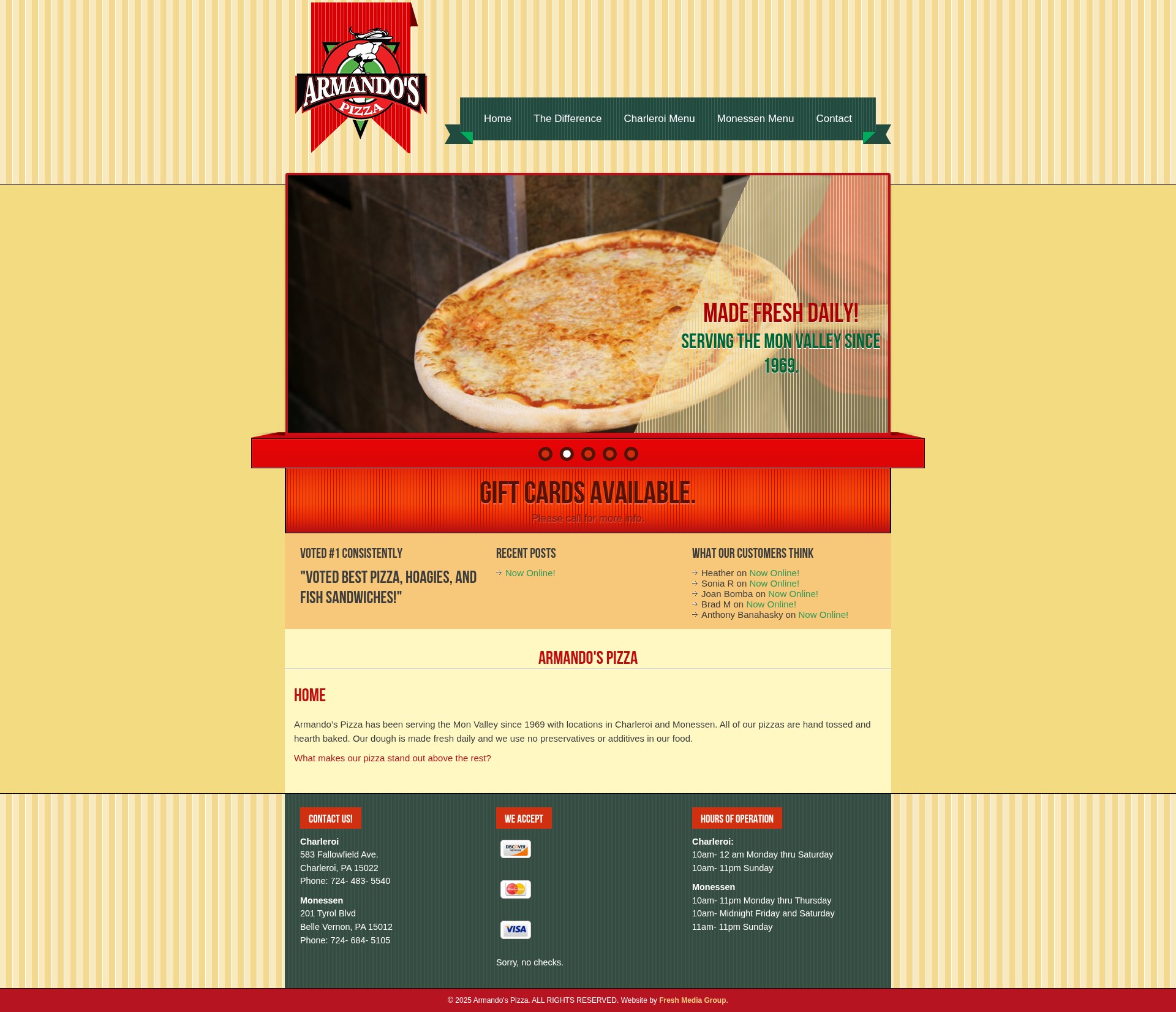 Screenshot of armandospizza.net