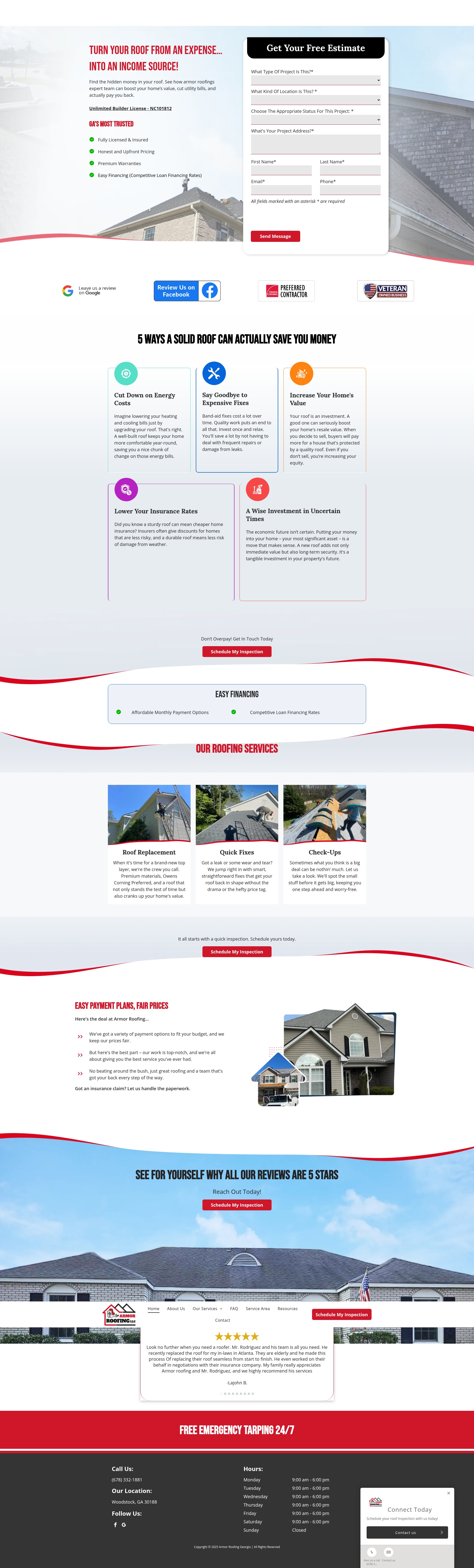 Screenshot of armorroofing-georgia.com