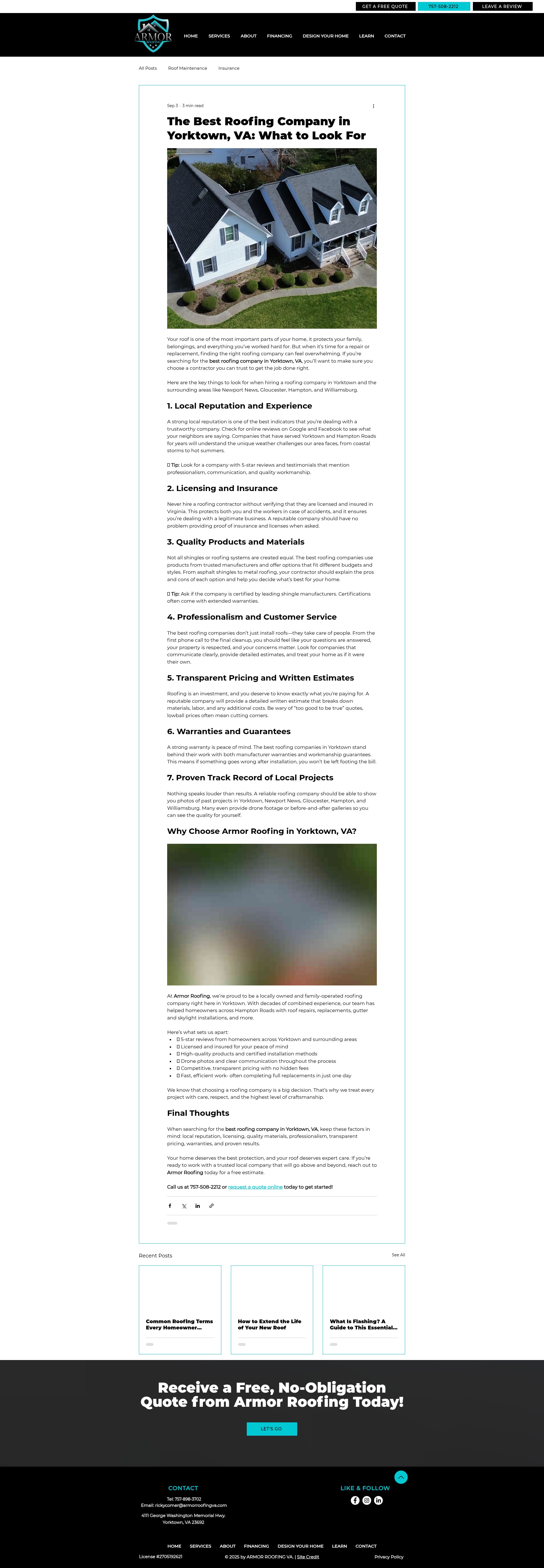 Screenshot of armorroofingva.com