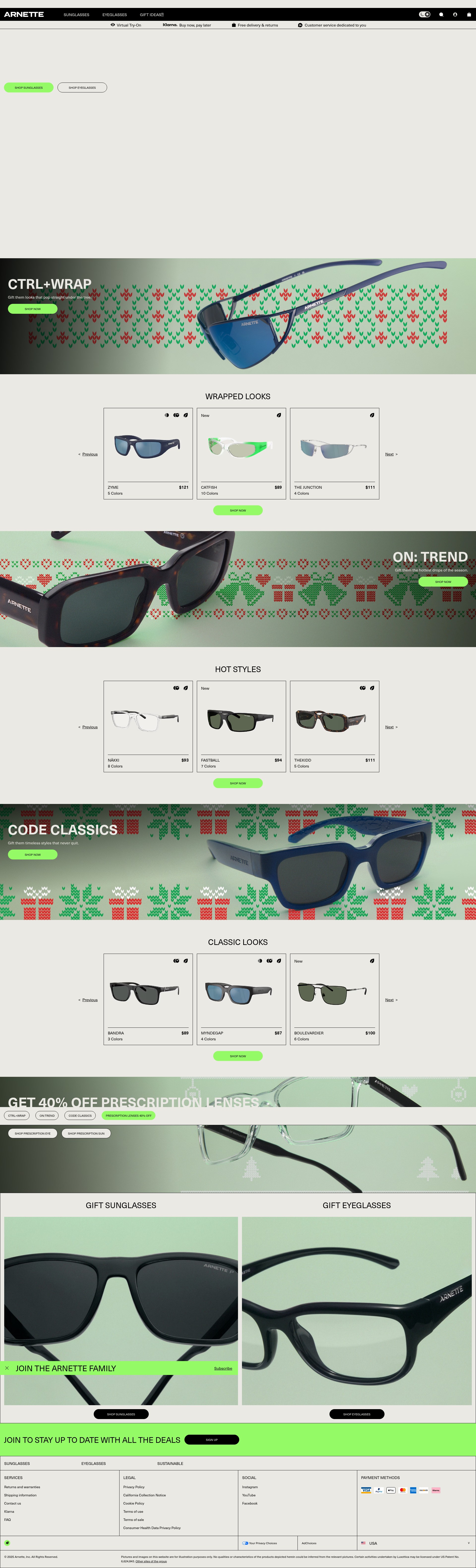 Screenshot of arnette.com