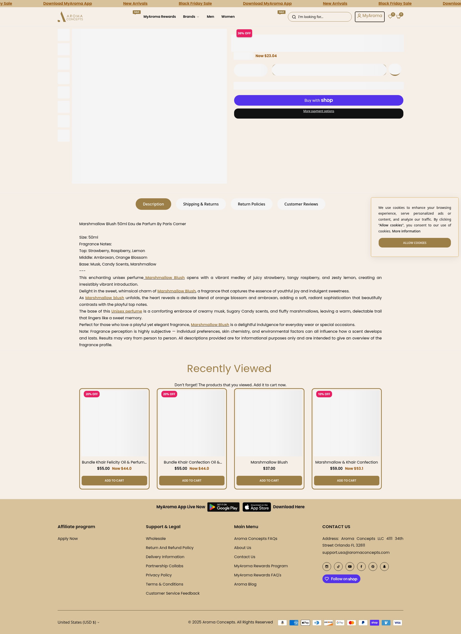 Screenshot of aromaconcepts.com