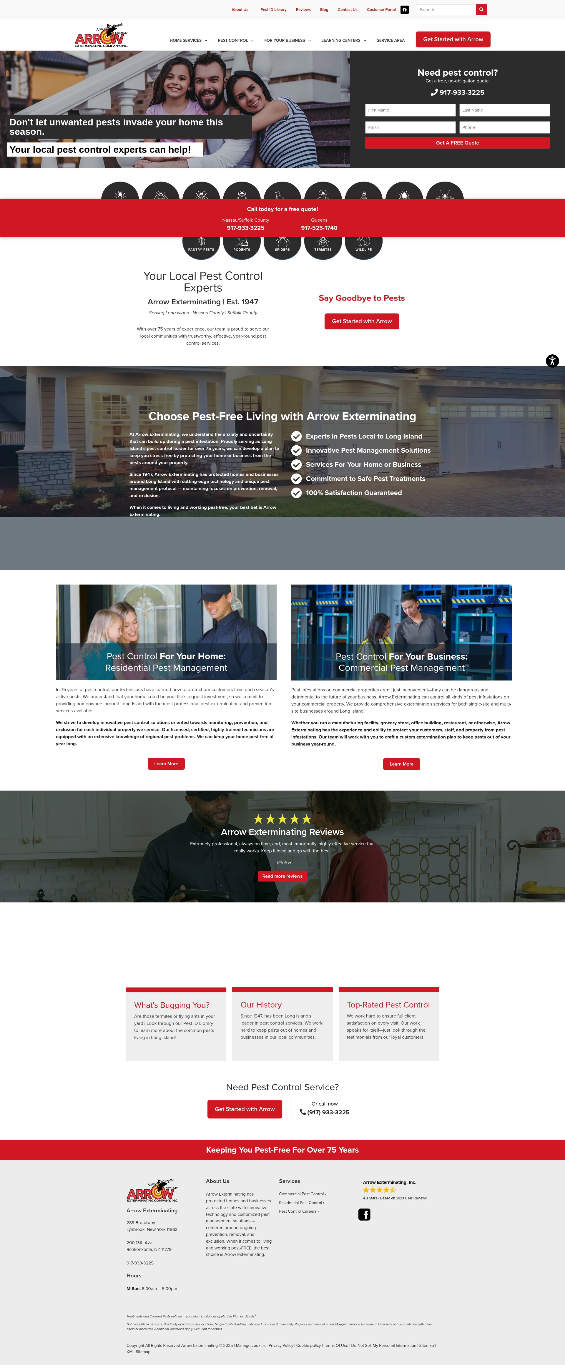 Screenshot of arrowexterminating.com