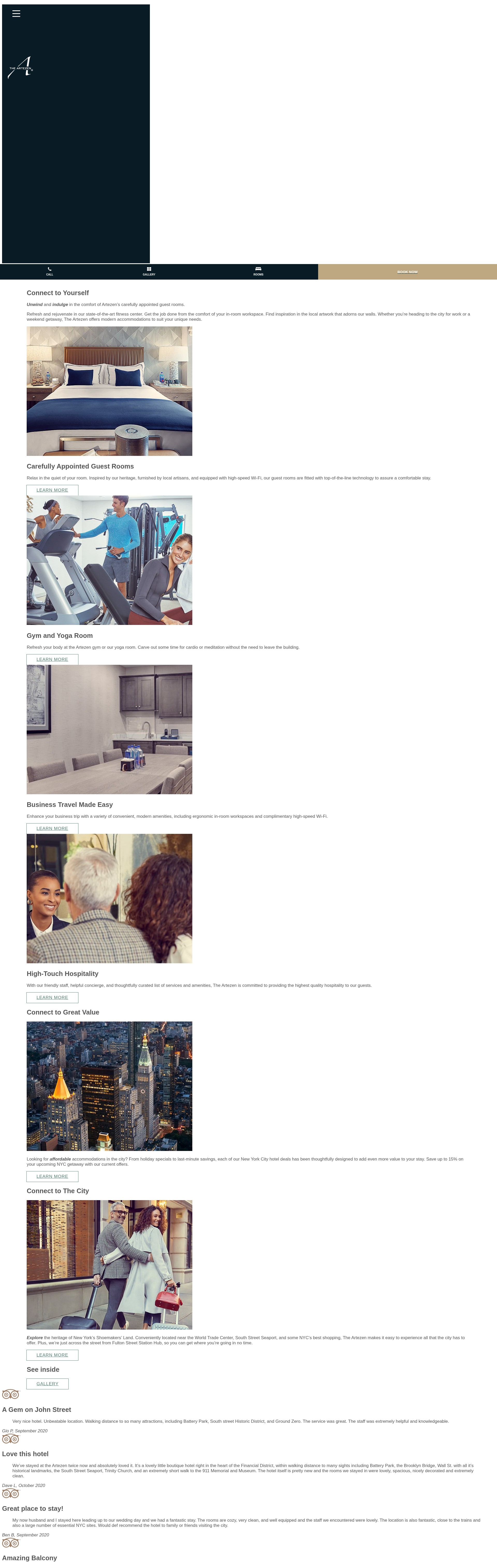 Screenshot of artezenhotel.com